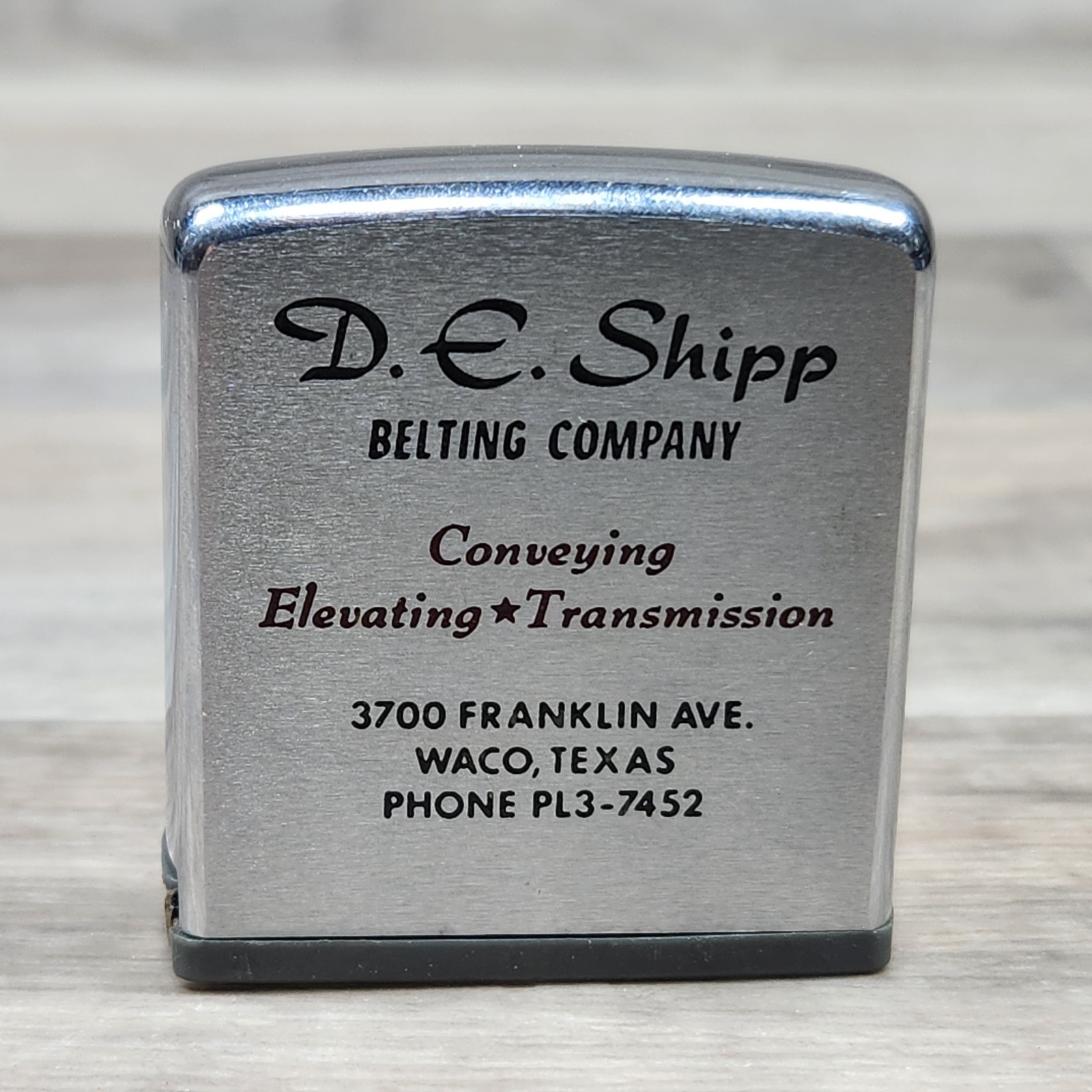Vintage Advertising D.E. Shipp Belting Company Transmission Zippo Tape Measure
