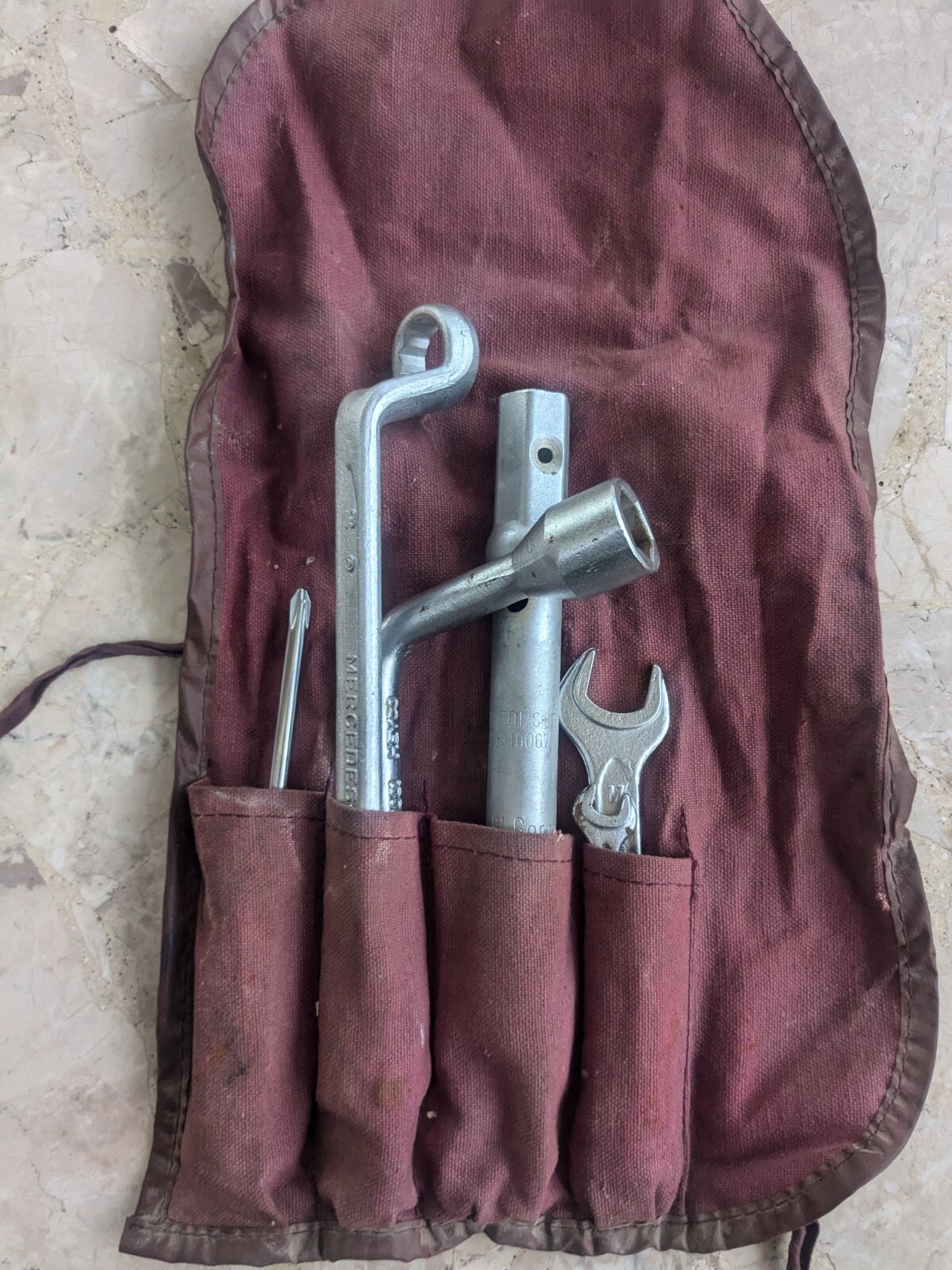 Vintage Mercedes Benz Roll Bag Car 6 Piece Tool Kit Made in Germany Heyco-Walter