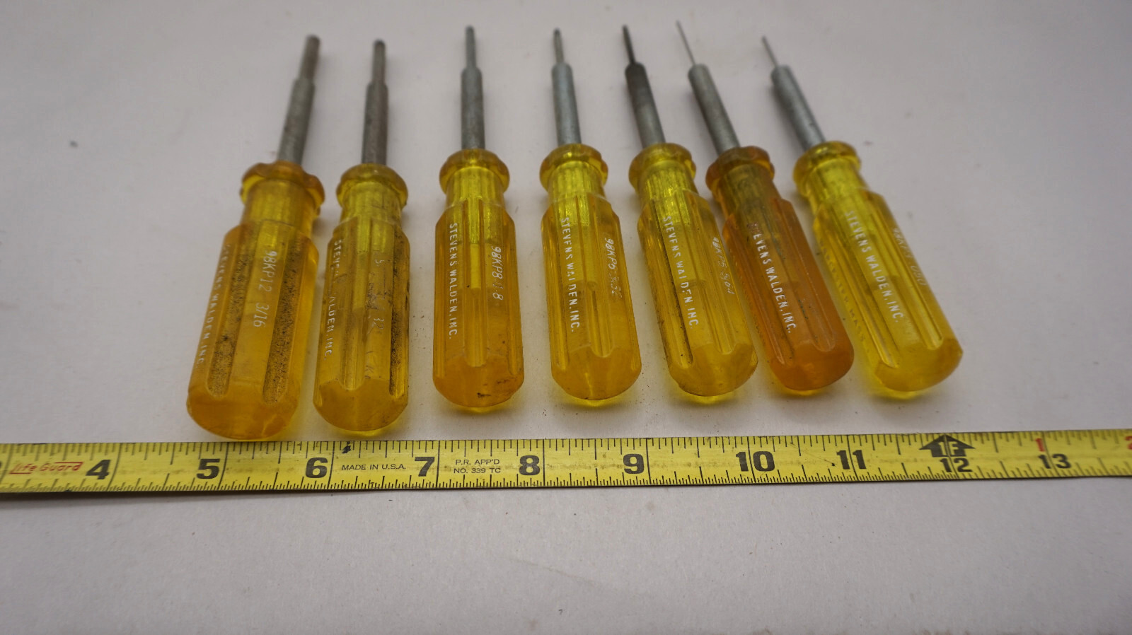 Vintage STEVENS WALDEN Allen Wrench Set 7 with handles 98kp3 free ship USA