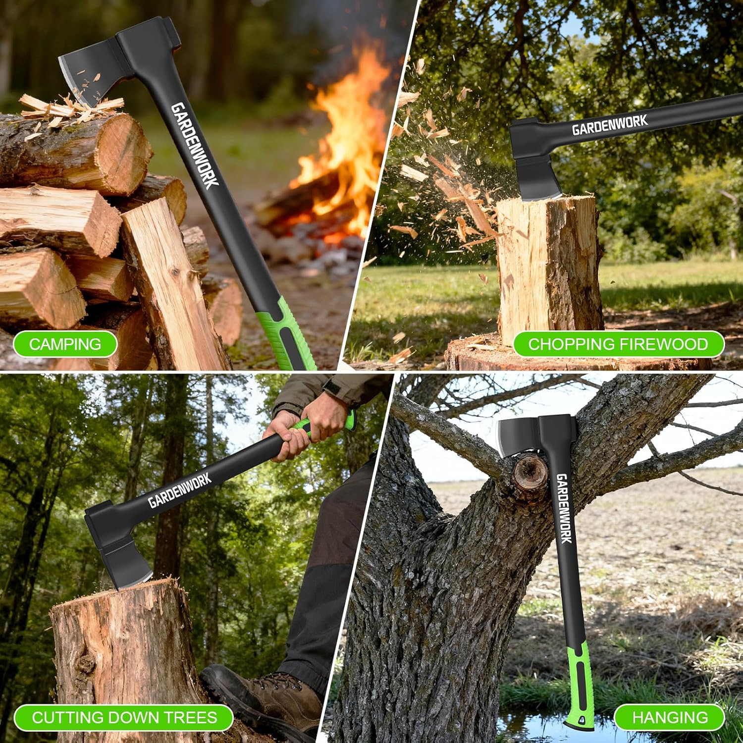 Wood Splitting Axe,32″Chopping Axe for Heavy Duty Woood Cutting,Axe for Chopping
