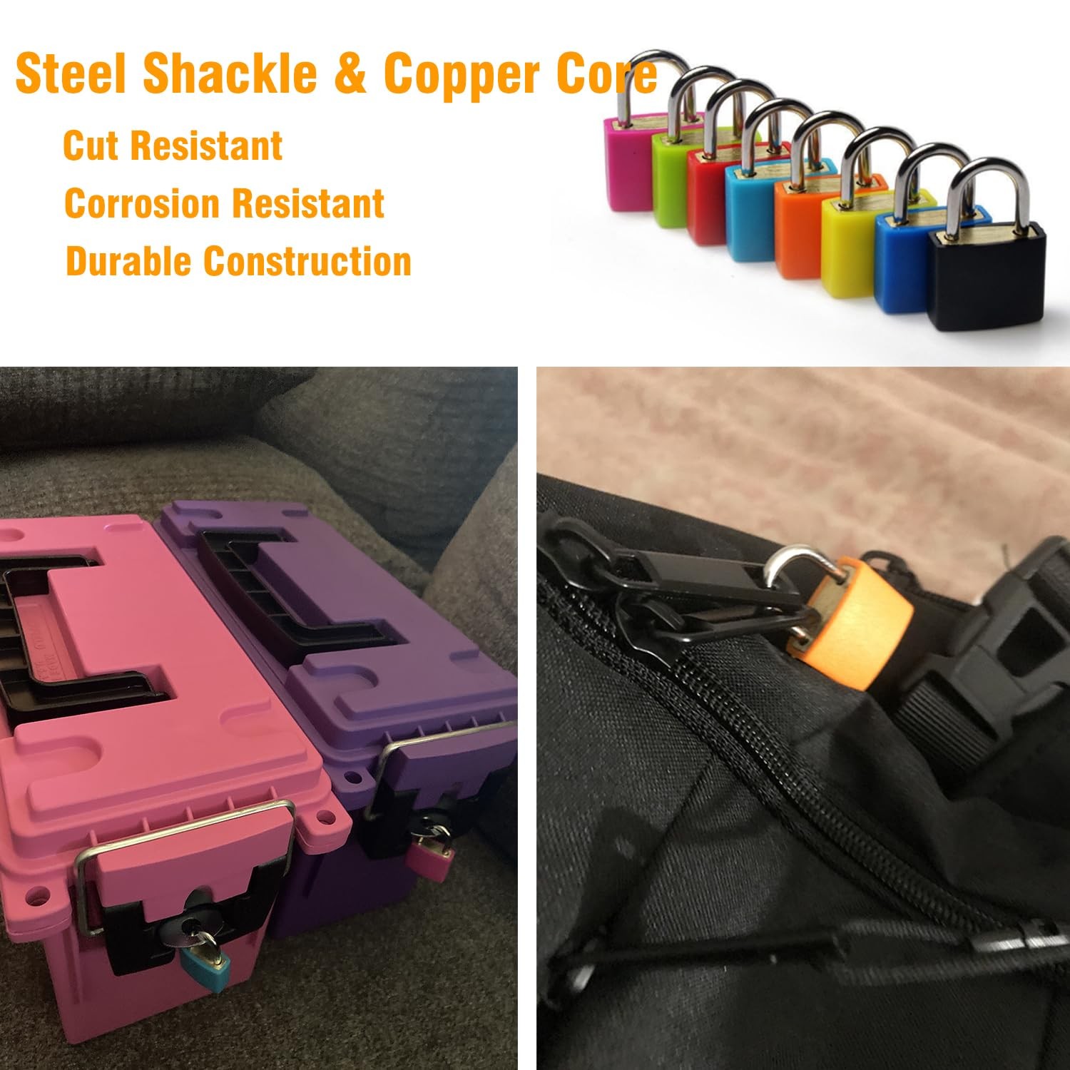 6 Pack Suitcase Locks with Keys, Multicolor Metal Luggage Padlocks – Copper C…