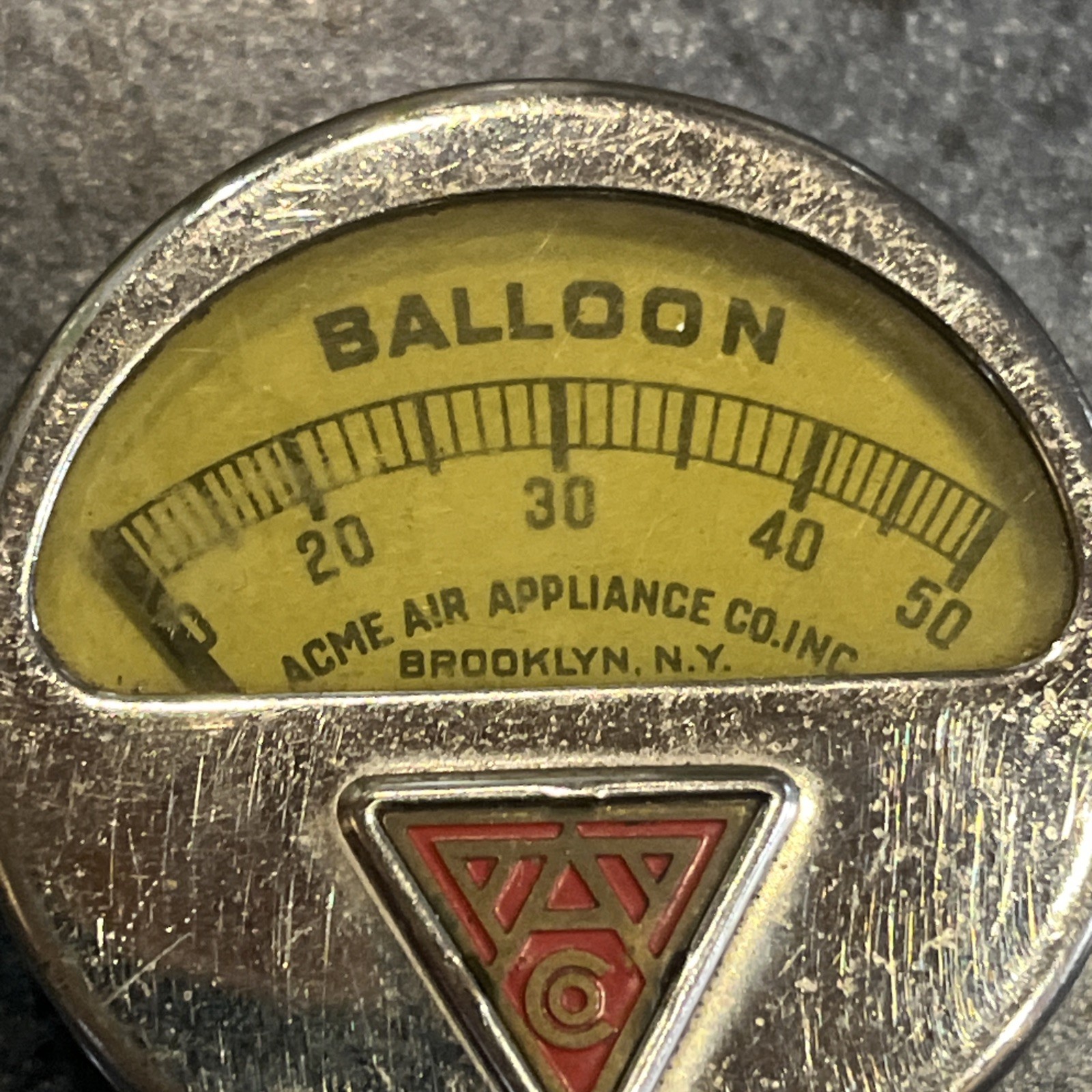 Vintage Acme Balloon Air Pressure Gauge Brooklyn NY Box-101.