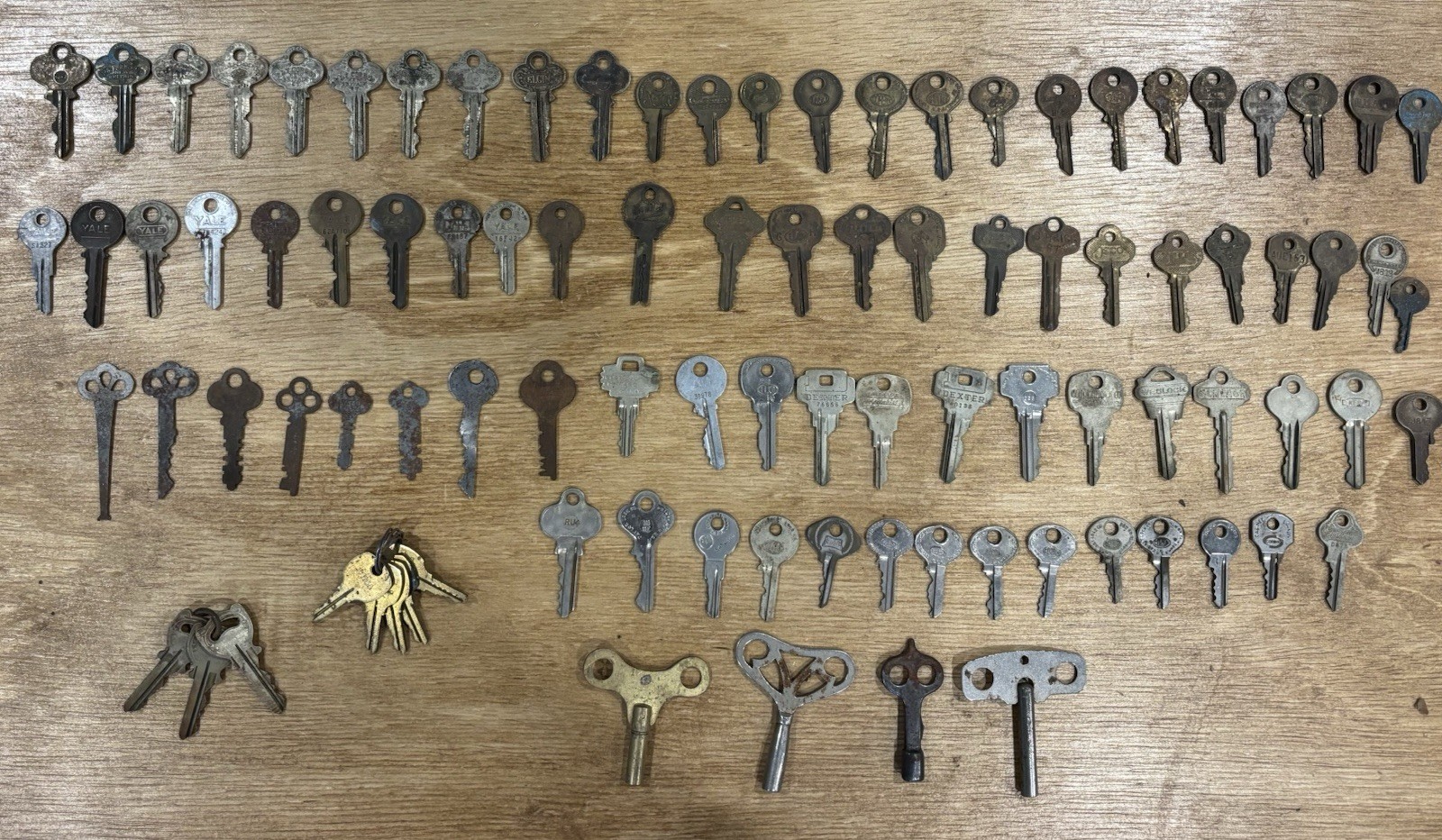 Lot Of 96 Vintage Various Keys, Brass, Flat, Winding, Yale, Corbin & More