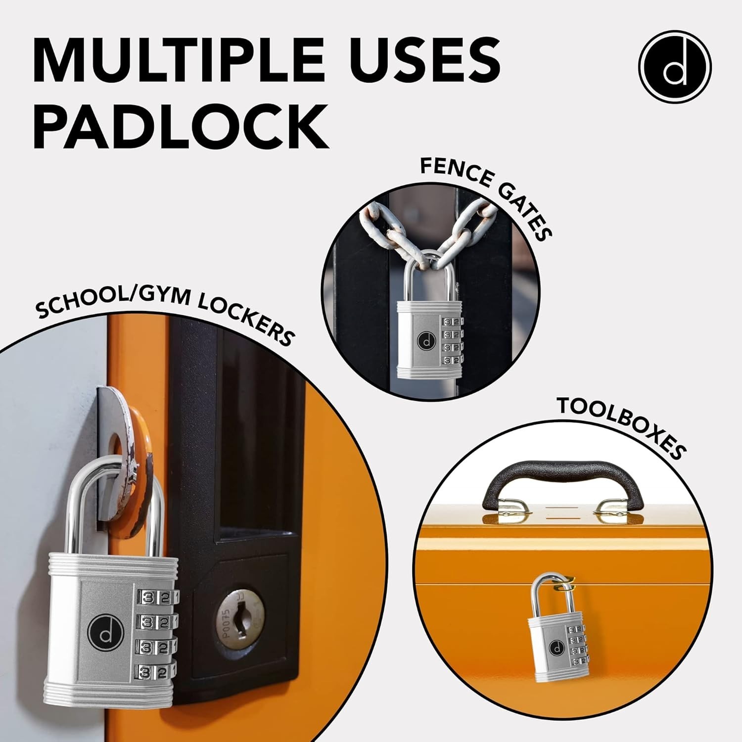 Versatile 4 Digit Combination Lock – Weather-Resistant for Gym Lockers & Gates
