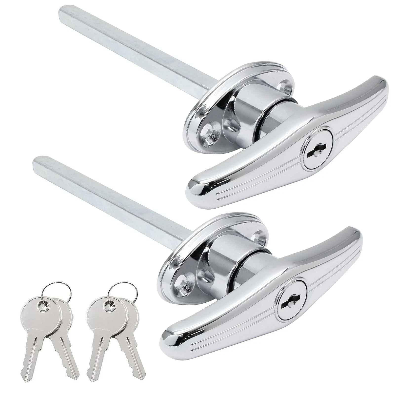 2 Pack Truck Cap Locking T-Handles Silver Camper Topper Lock, Keyed Alike Cam…