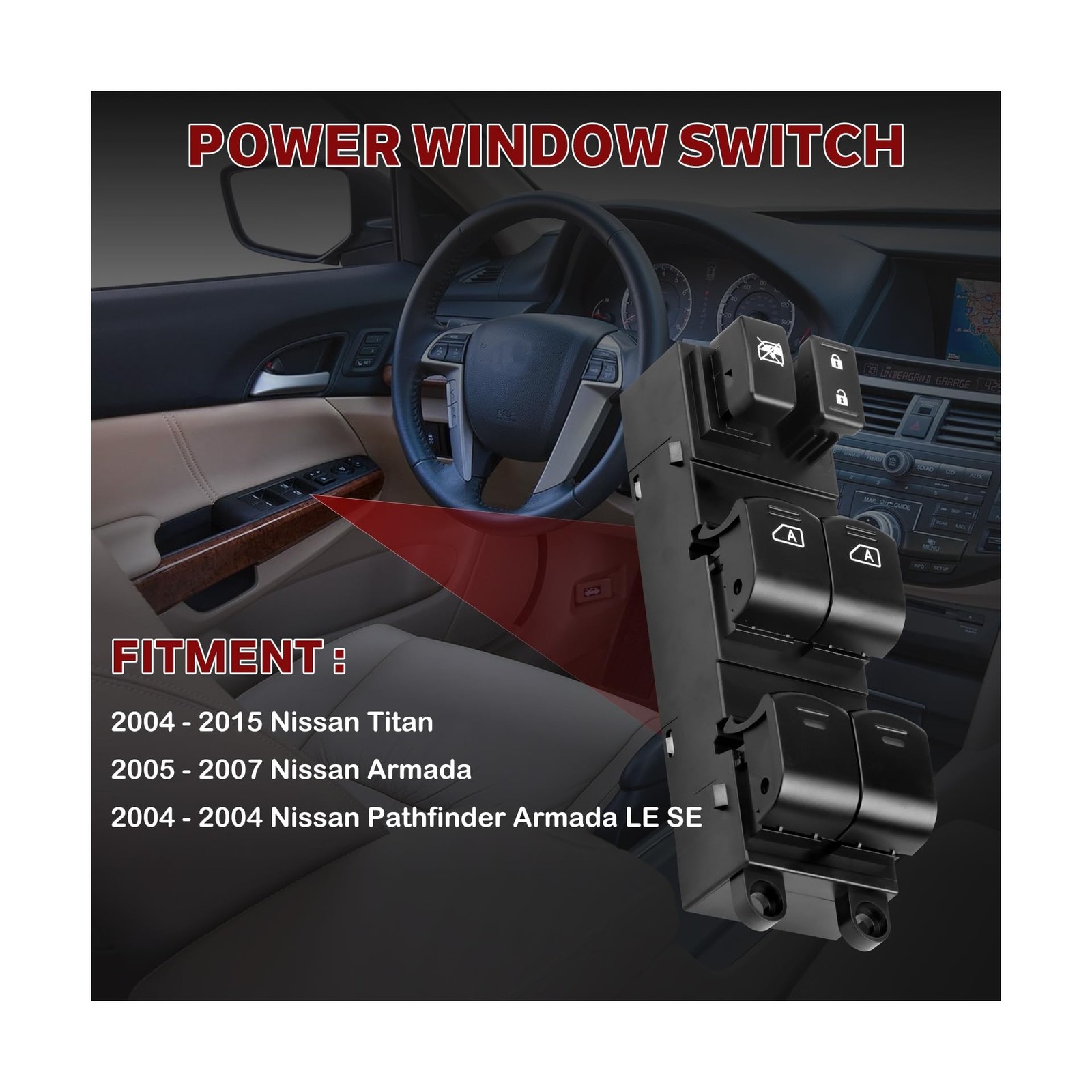 LCWRGS Master Power Window Switch Compatible with Nissan Titan 2004… Fast Ship