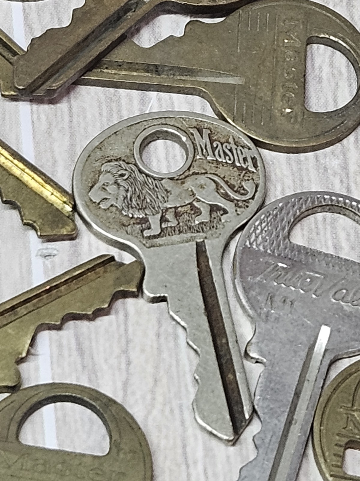 Vintage Master Lock Keys Lot of 13 Brass Silver Padlock Keys Lion Logo