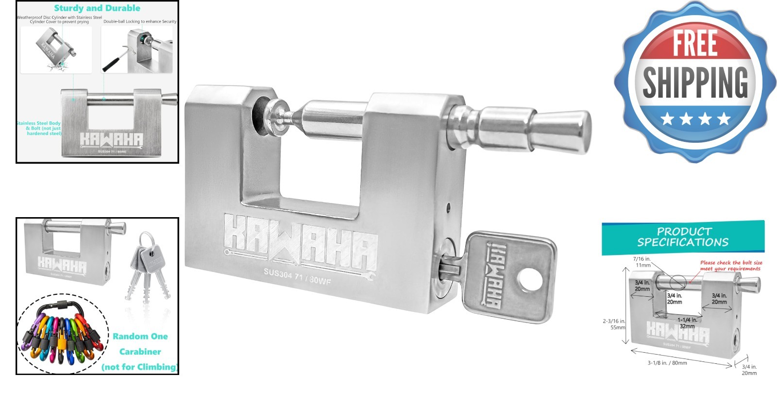 Ultimate Security Padlock – 3 Stainless Steel Keys for Garage, Shed & Containers