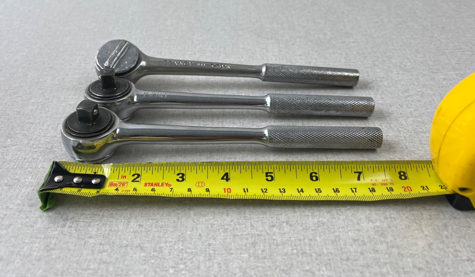 (3) Bonney T-702K 3/8″ Drive X 7-3/4″ Round Head Ratchet Wrench made in USA