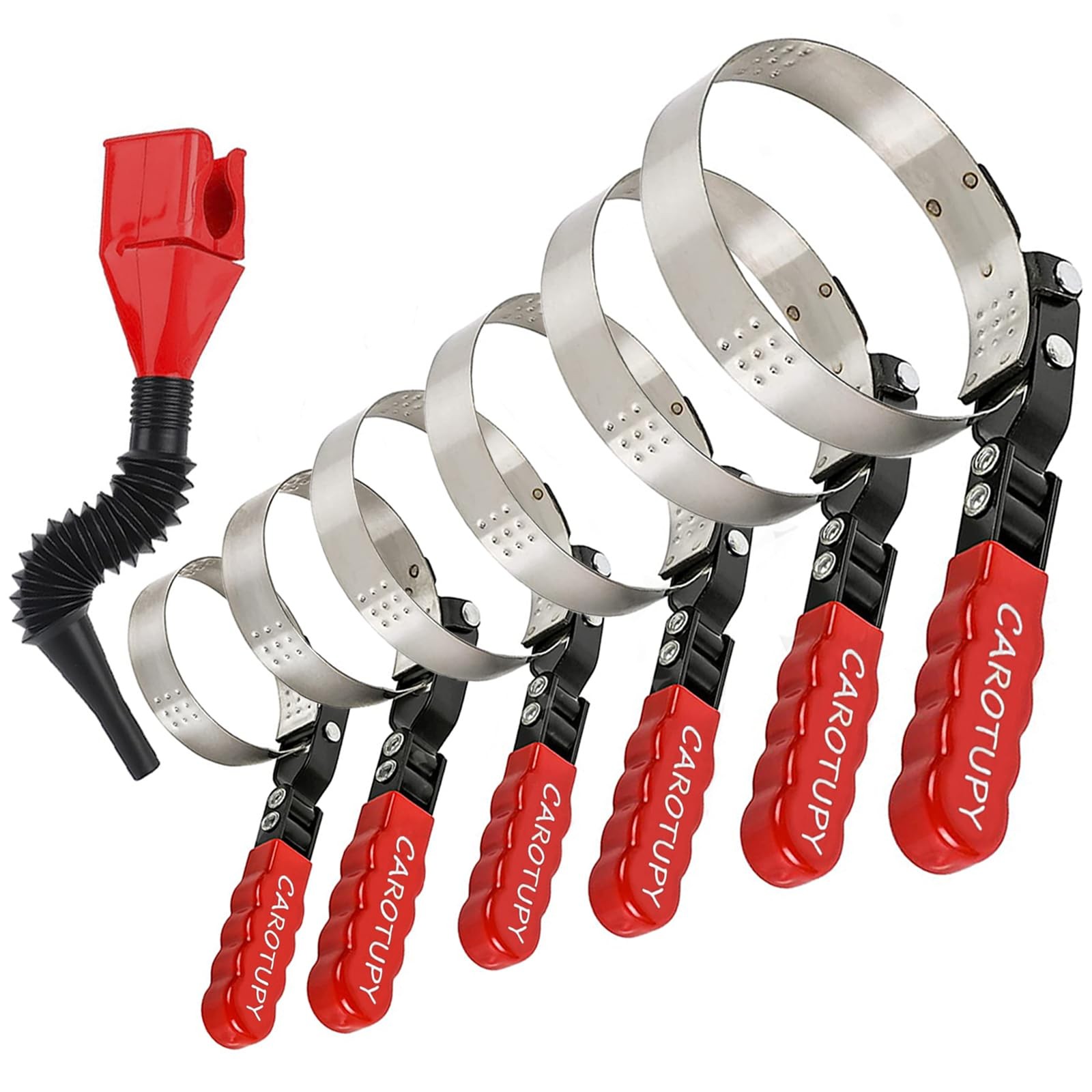 7pcs Oil Filter Wrench Set with Small Oil Funnel for Oil Change, Adjustable Oil
