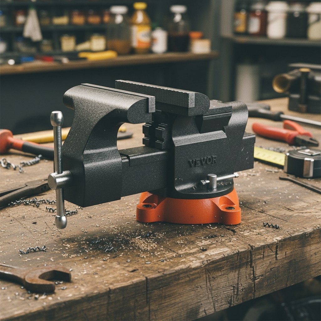 Versatile 6-Inch Workbench Vise with Complete Kit – Bolts, Nuts, and Jaw Pads
