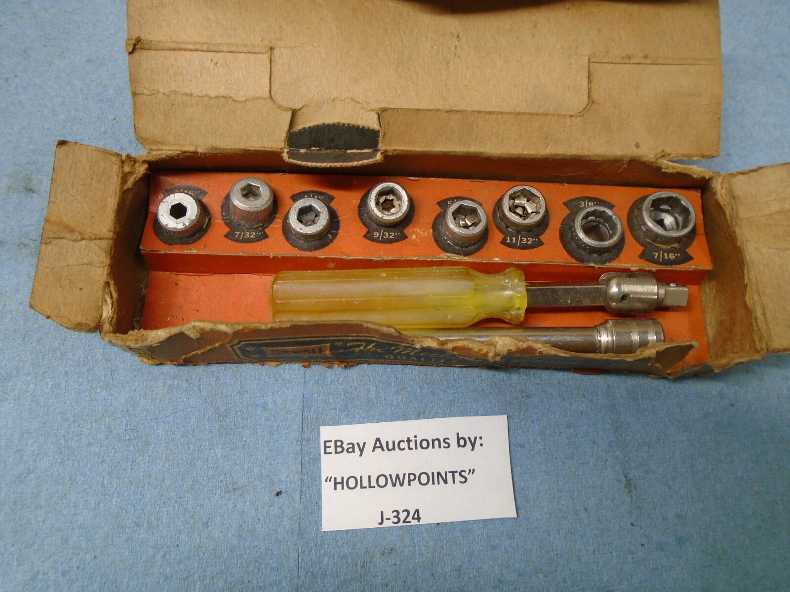 Oxwall USA Vintage 10 Pc 1/4″ Drive Flex Socket Set for Radio TV Auto Hobby J324