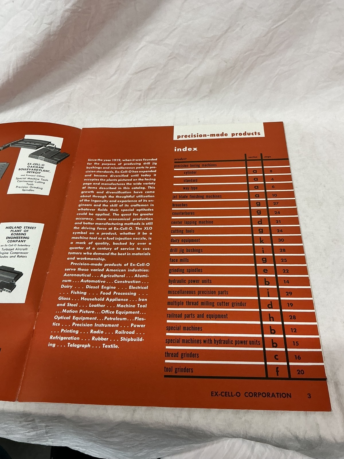 Vintage Ex-Cell-O XLO General Products Catalog No. 27312 1953