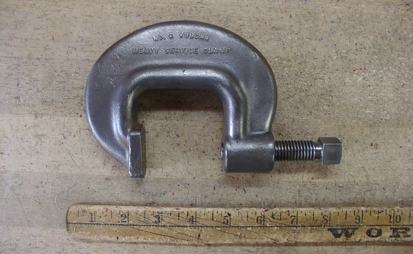 2 Vntg Williams Vulcan No. 2 Heavy Duty Service ‘C” Clamps,{1} XLINT,& {1}VGC