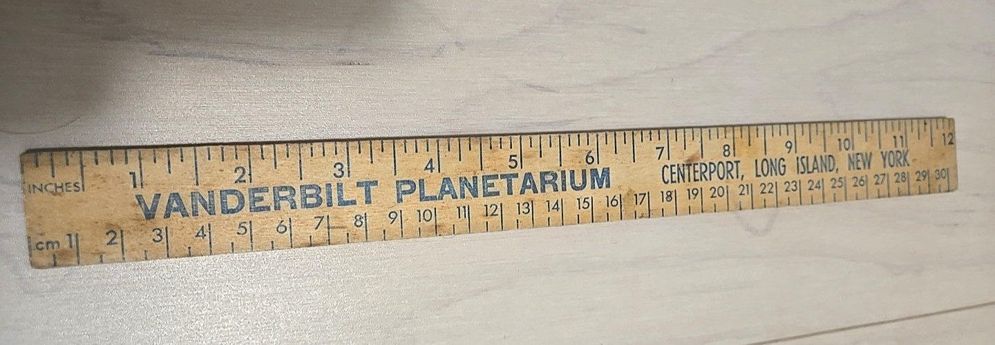 Vintage Vanderbilt Planetarium Solar System Wood Ruler Centerport NY