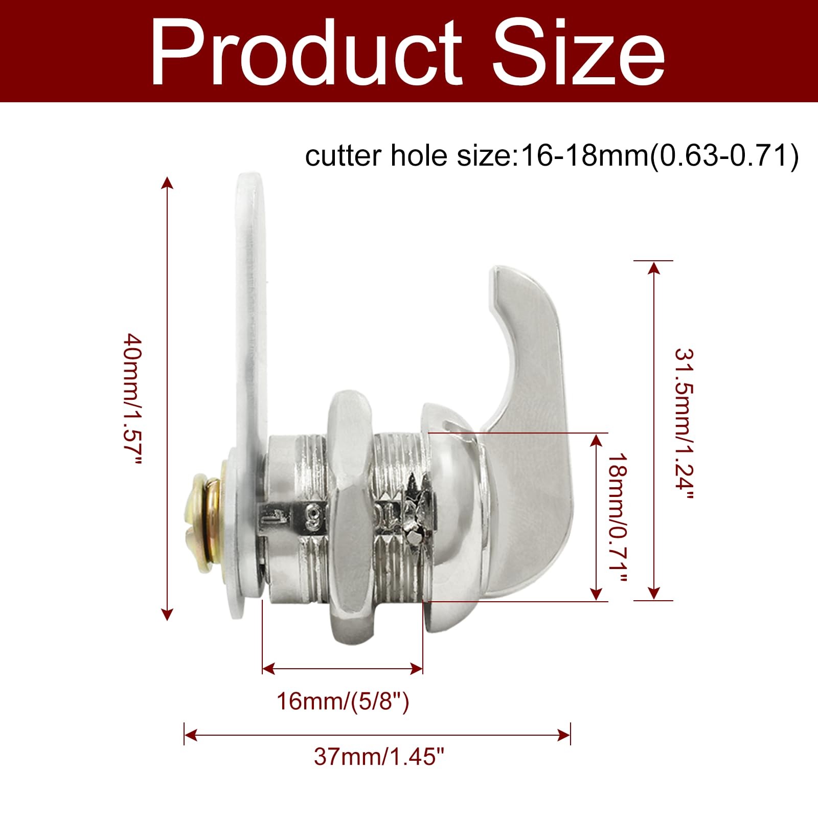 Unlorspy 3 Pcs 5/8 Inch Thumb Operated Cam Lock 16mm/(5/8 Inch), Silver