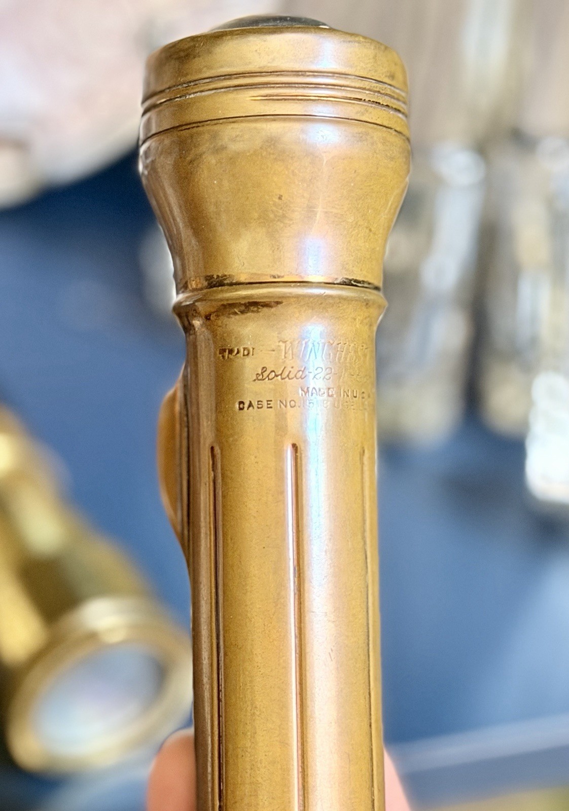 Winchester Vintage Brass Flashlight Torch Solid 22K Copper Lens Switch USA