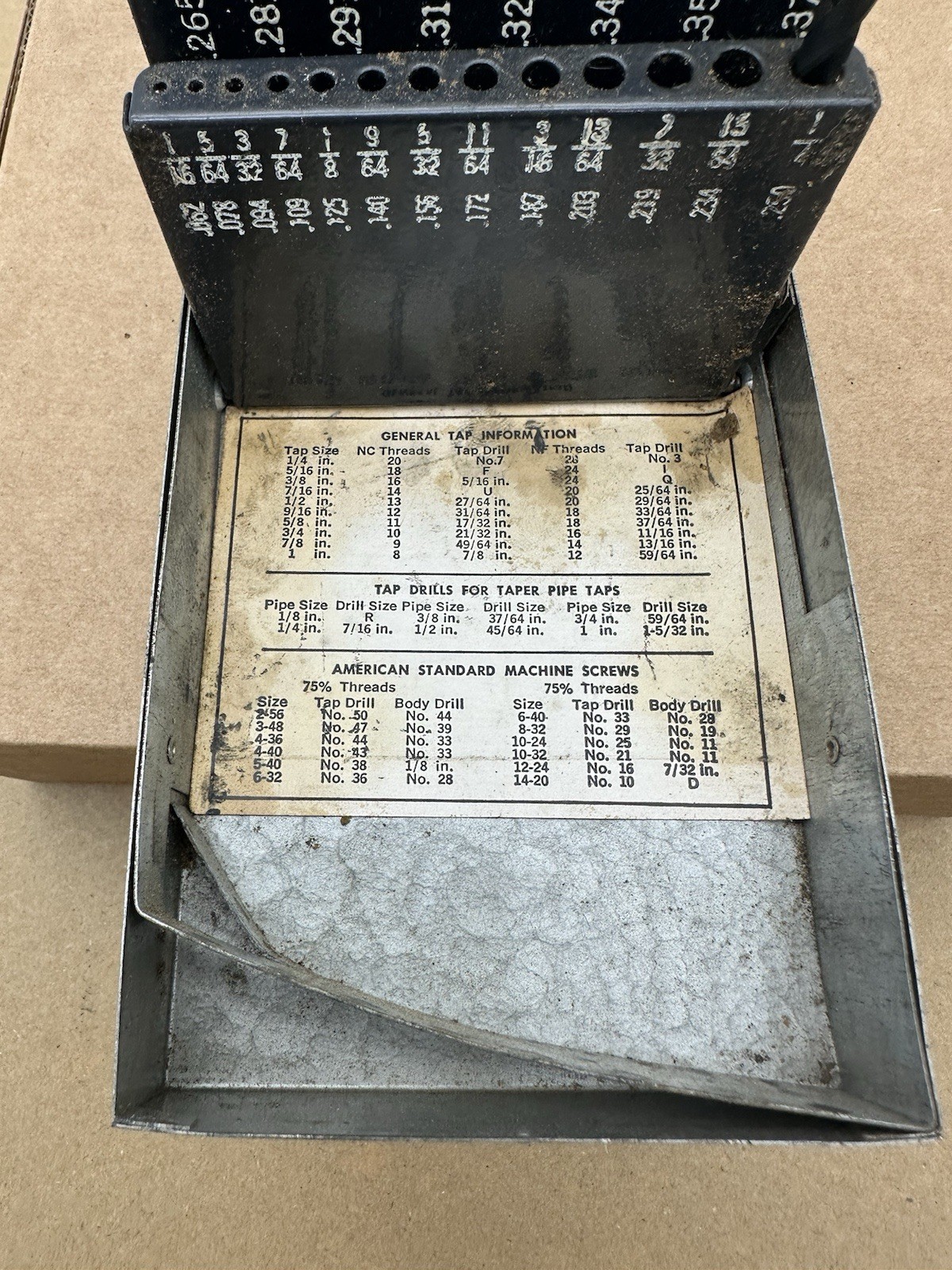 VINTAGE DAYTON TWIST DRILLS Index Storage Box 4X780 Incomplete SET Made USA
