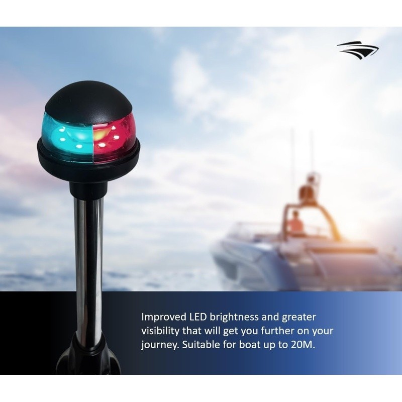 LED Boat Navigation Bow Light Green Red Waterproof 12V 1.5W Adjustable Pole New