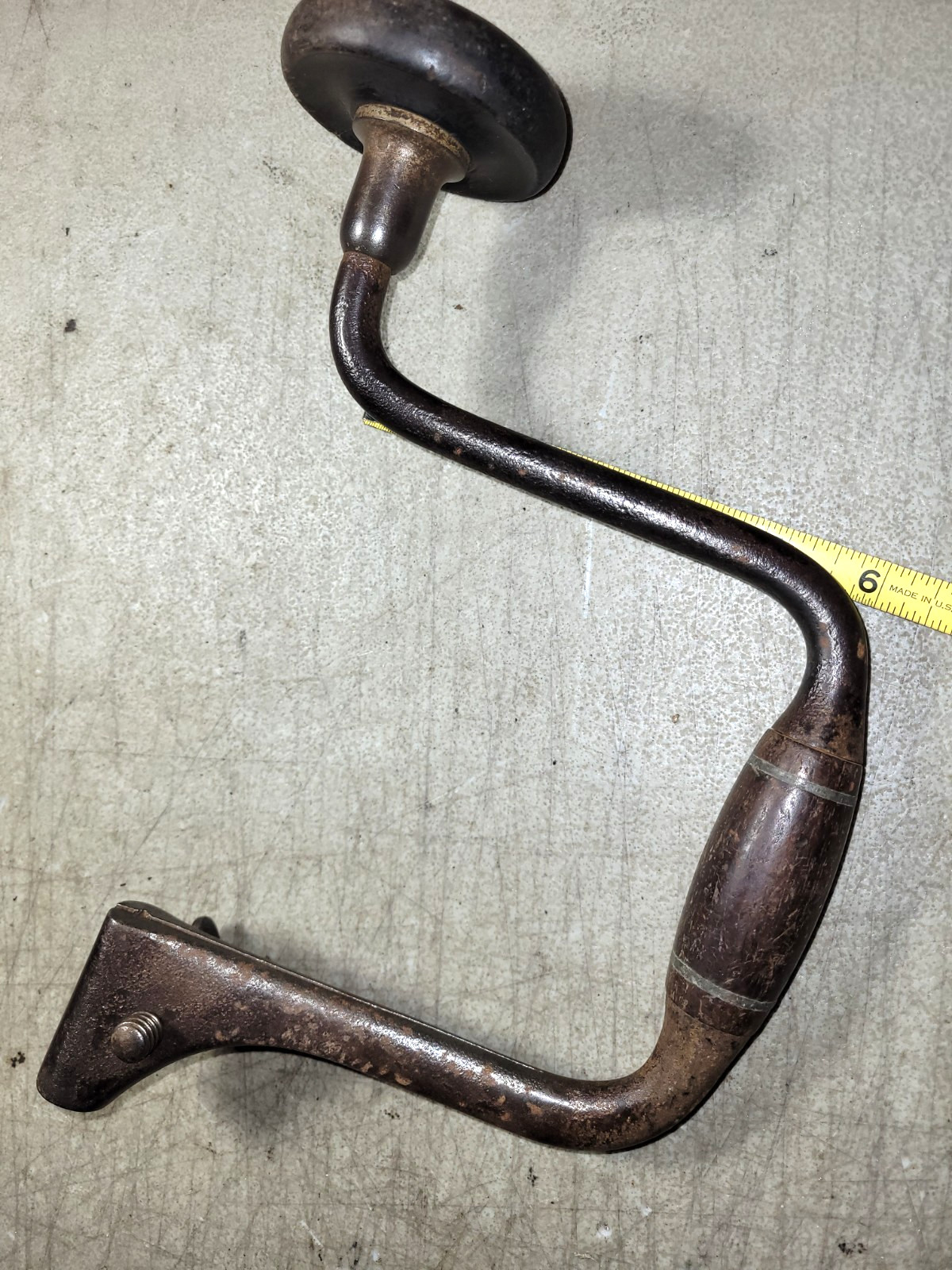 old John S fray Spofford auger bit brace pitted ugly user tool