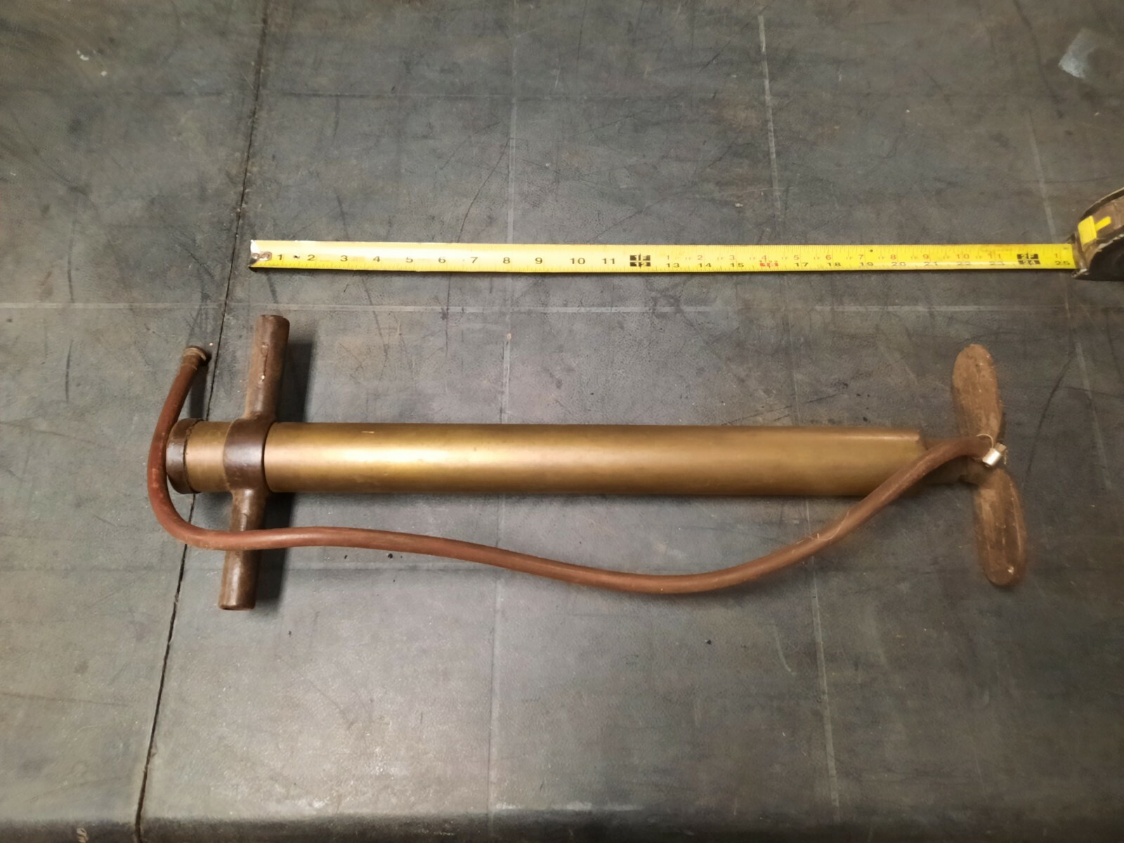 Vintage M.B.Holstein Solid Brass Cast Iron Tire Hand Foot Air Pump Richland Pa
