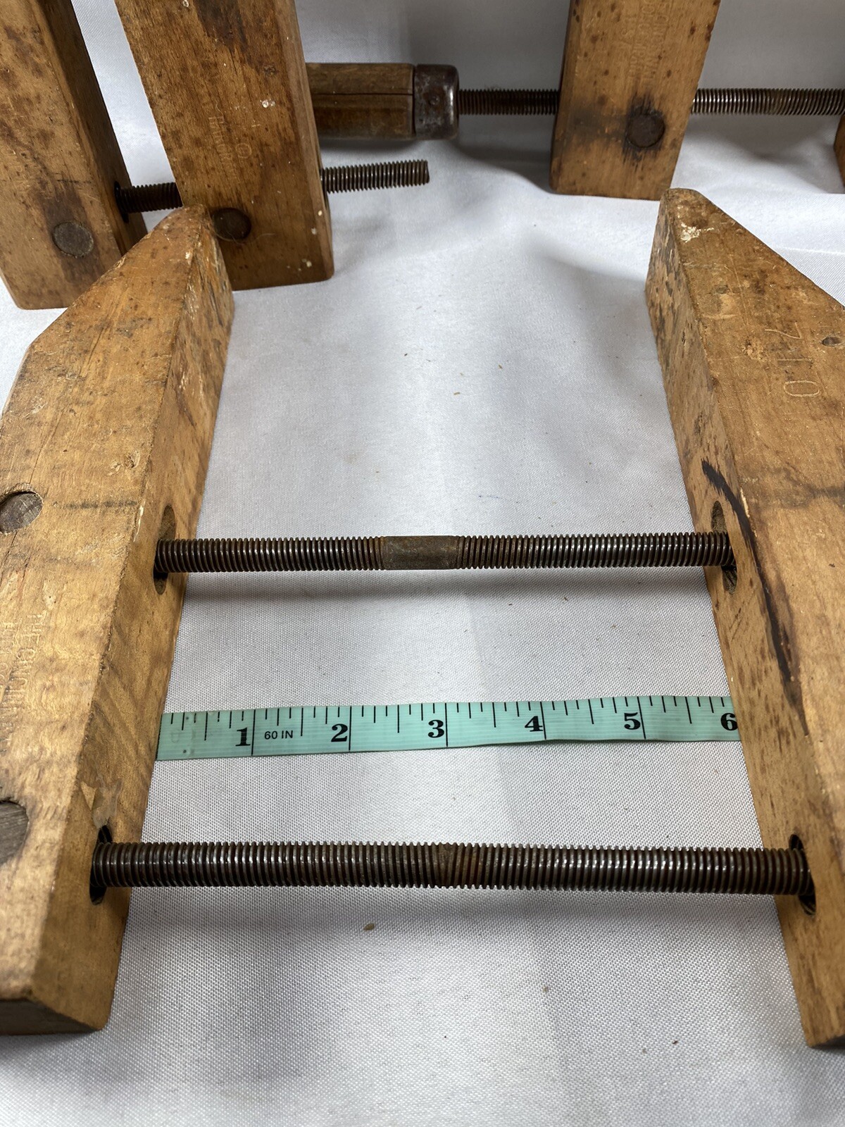 (3) Vtg Hargrave 710 Wooden Clamps 10” Jaws Cincinnati Tool Co. 6” Capacity