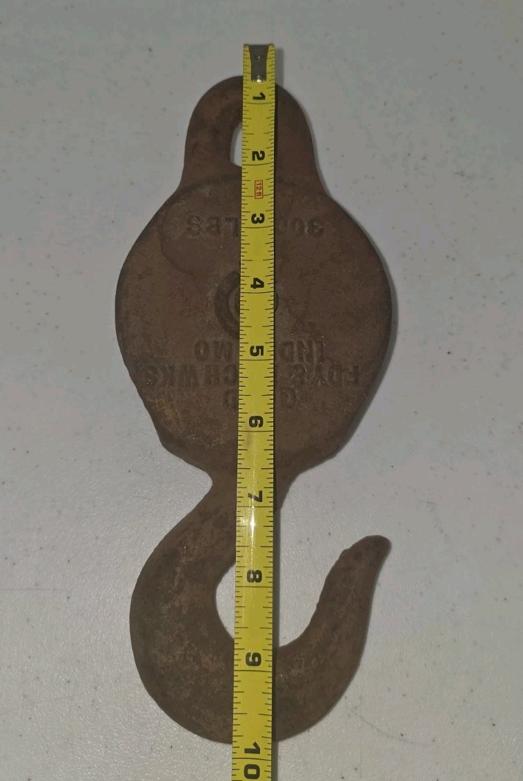 Vtg Gold Fdy & Mach Wks Independence MO 3000 LBS Cast Iron Snatch Block Pulley
