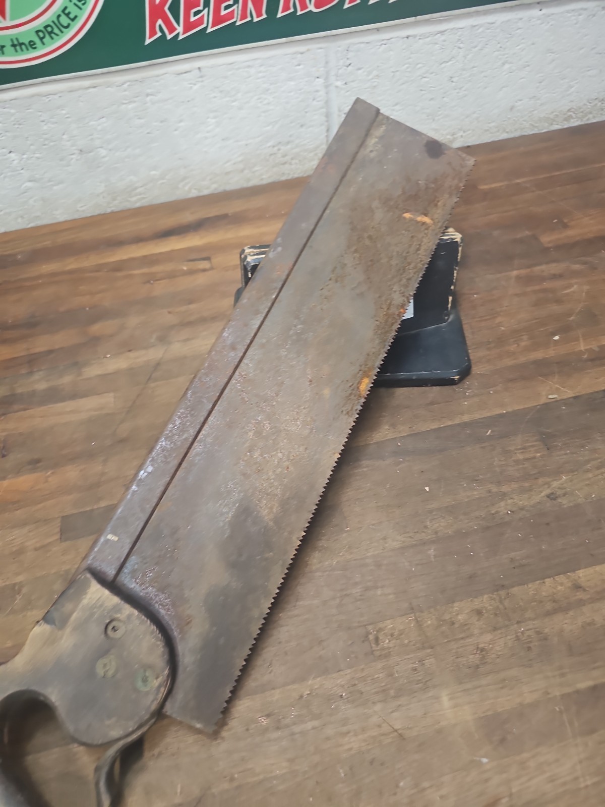 G72- Antique 18″ back saw split nut marked JOHNSON Cast Steel for RESTORE