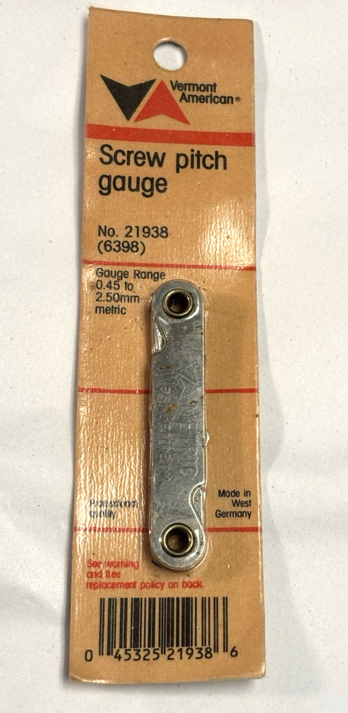 Vtg VERMONT AMERICAN SCREW PITCH GAUGE NO 6398 WEST GERMANY Metric