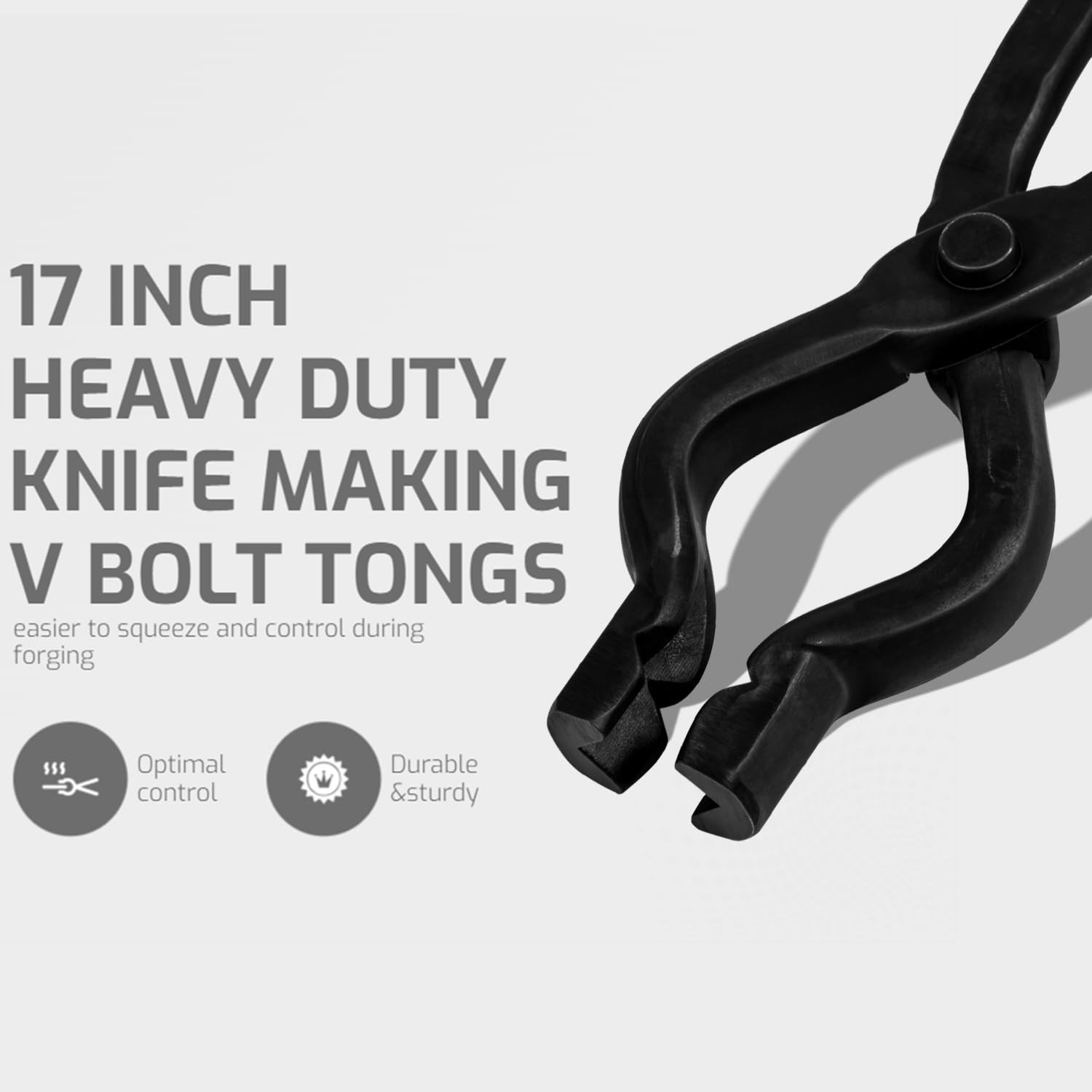 17 inch Blacksmith V-Bit Bolt Tongs Bladesmith Knife Making Wolf Jaw Anvil Forge