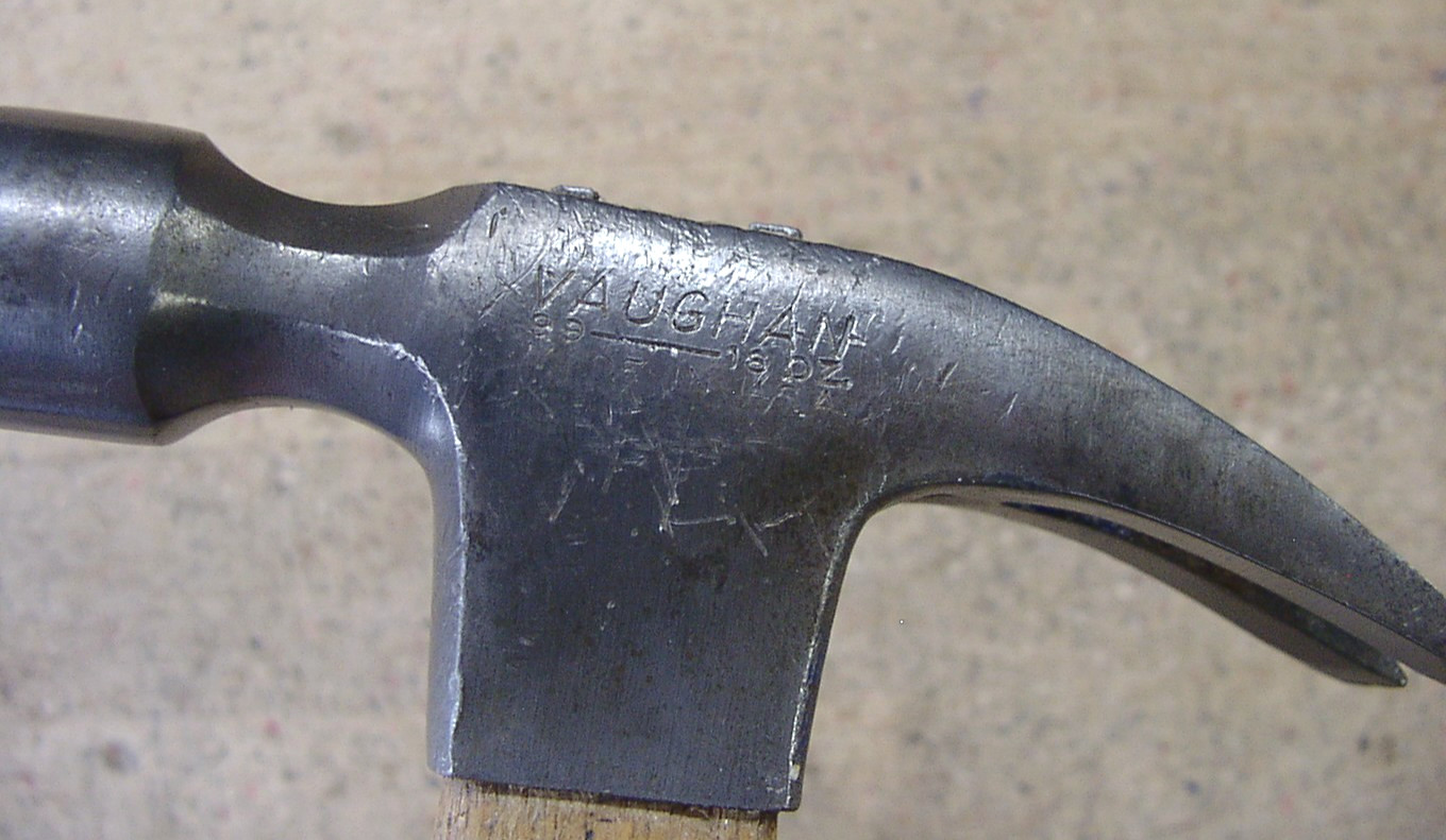 Vntg Vaughan 99-16oz. Straight Claw Hammer,1lb.4.1 oz,5-9/16″ Head,Orig Hndl,EXC