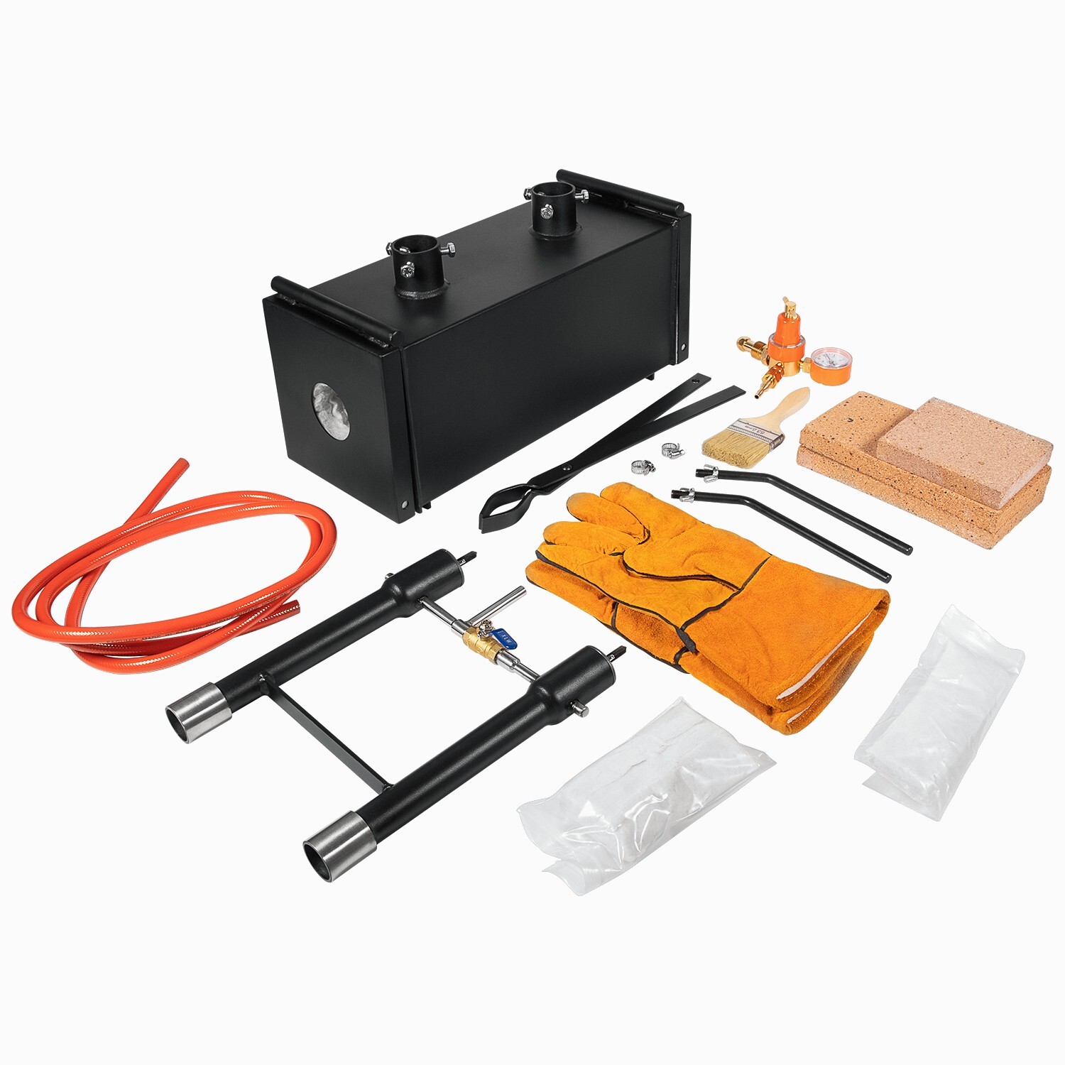 Gas Propane Forge Double Burner Furnace Blacksmithing Knife Tool Farrier Making