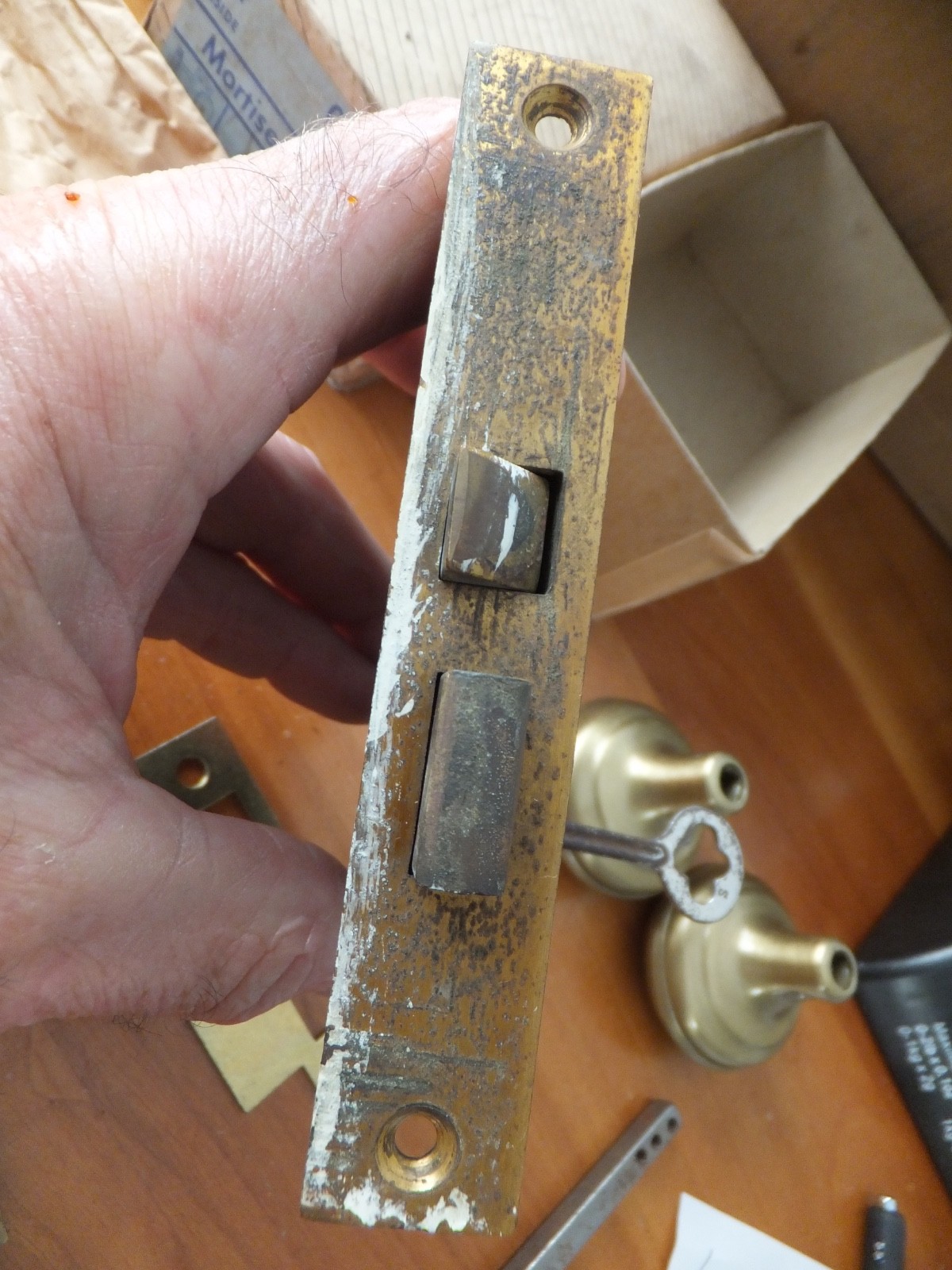 Mortise Lockset NOS Plates Knobs ect Used Sargent Lock W/Key
