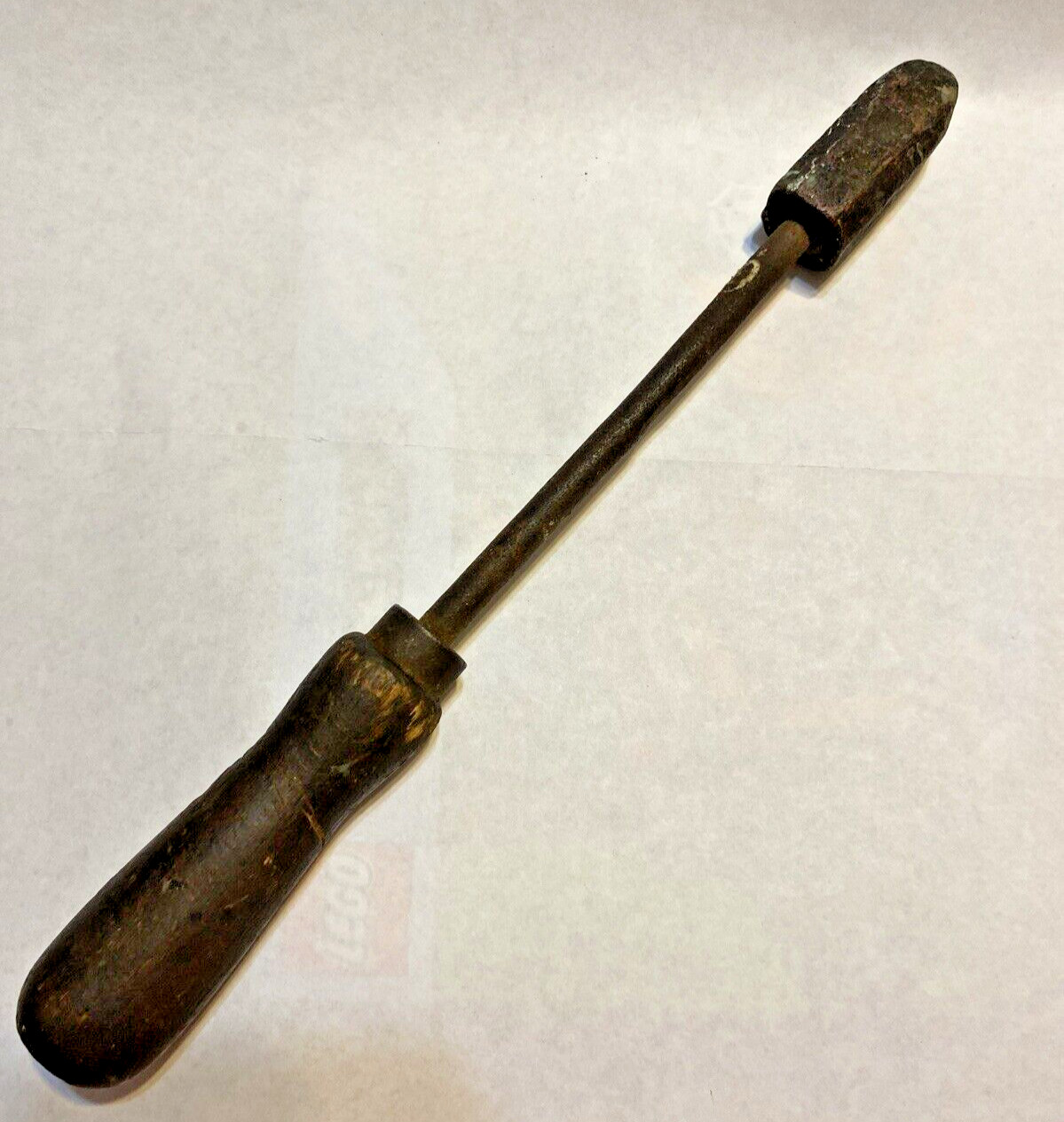 Vintage Soldering Iron Tool Wood Handle 12” Long early 1900s