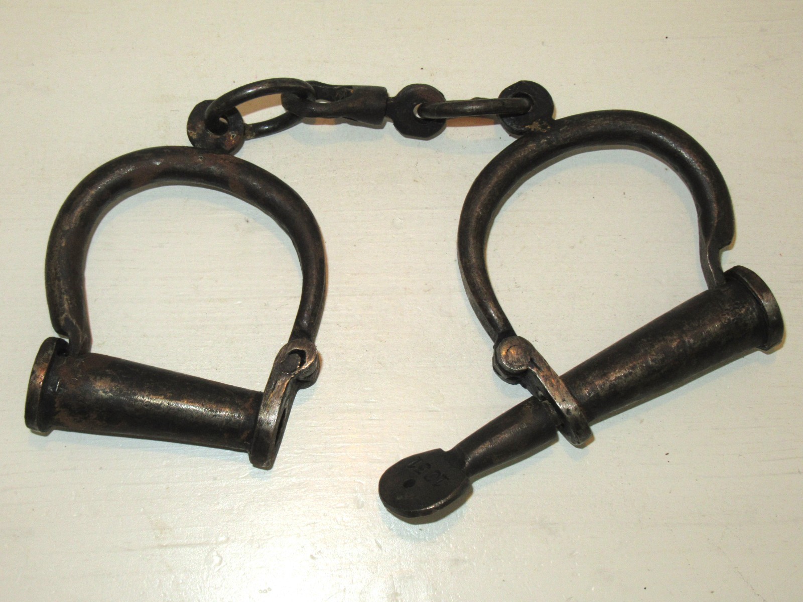 Vintage 4 Large Jail Cell Block Door Padlocks with Keys 1 Pr. Shackles