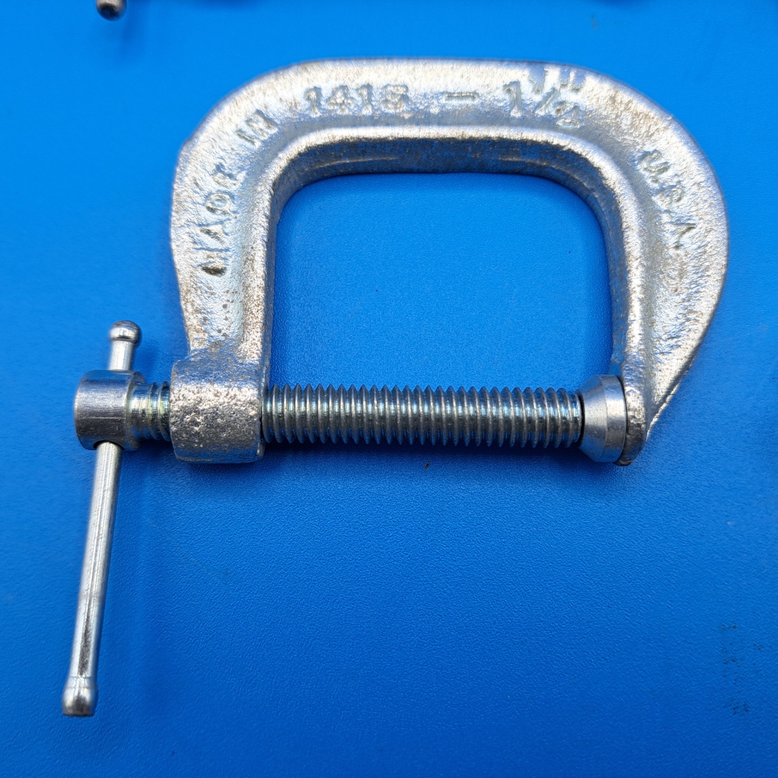 Lot of 6 Vintage Adjustable 1 1/2, 2, 2 1/2″ C Clamps, No 1415, 1420, 1425, USA