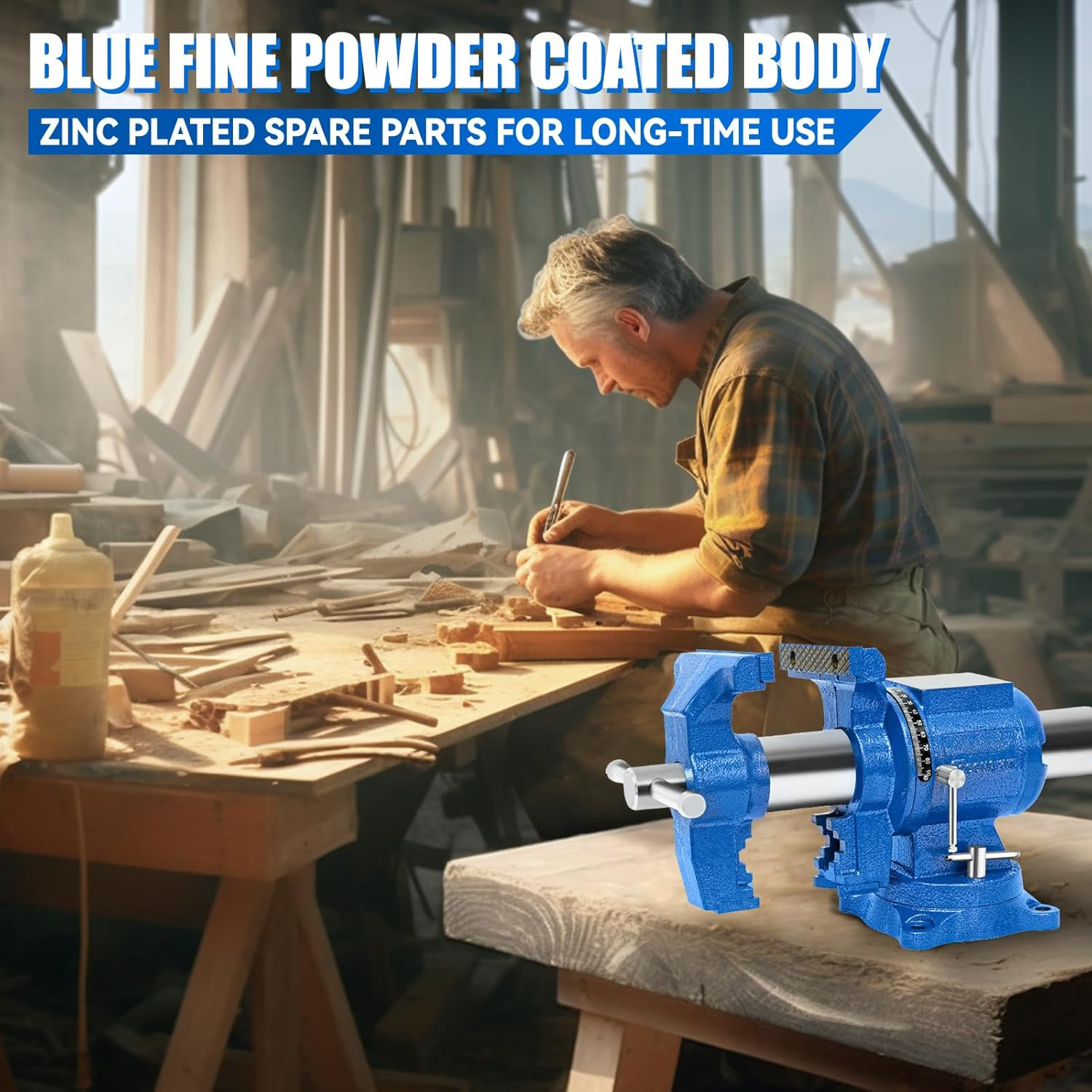 6-Inch Heavy Duty Ductile Iron Bench Vise with 360° Rotation and Anvil