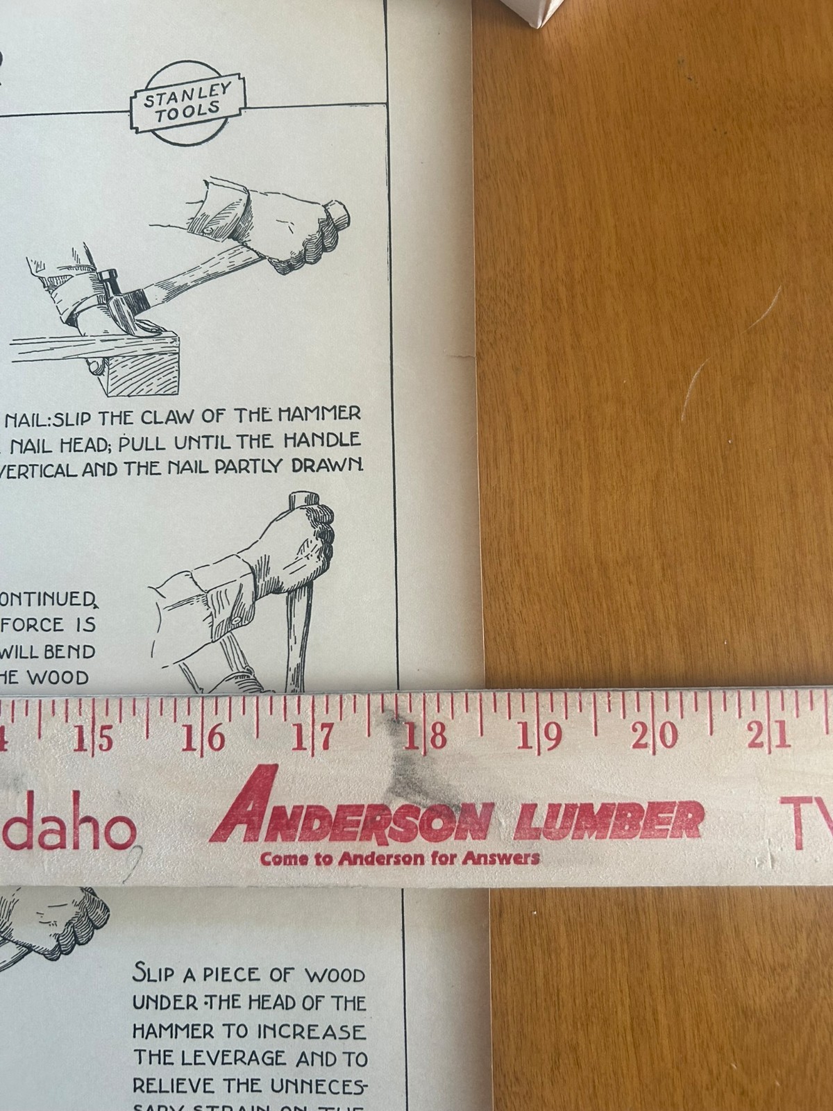 Vintage 1930 Stanley Tools Instructional Poster No. 118 – Stanley Nail Hammer