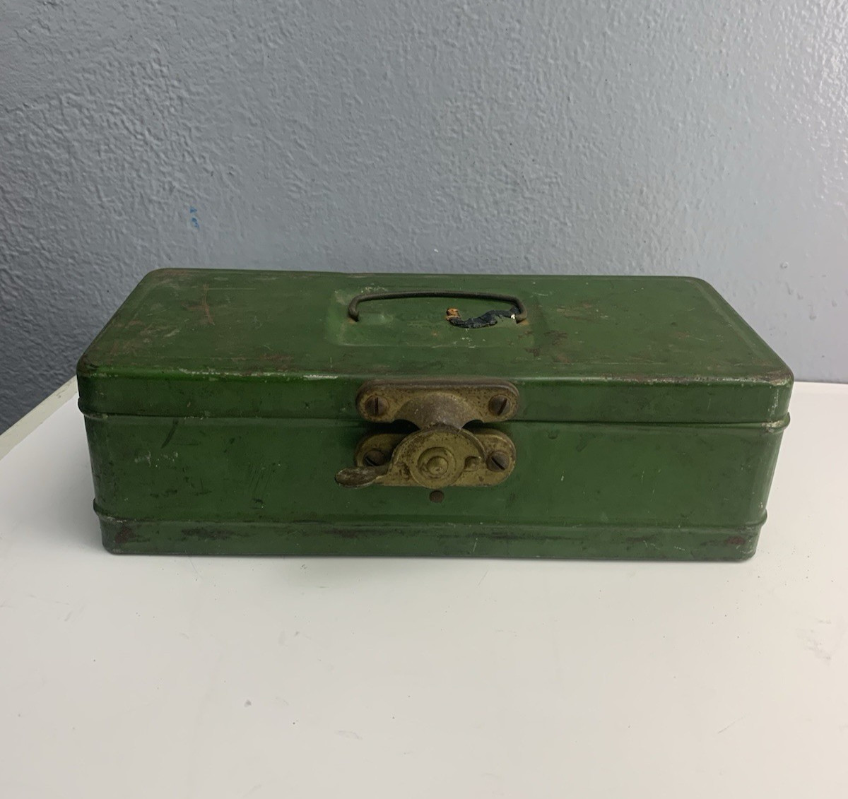 Vintage Climax Green Metal Tackle Box Loaded with Tackle Patina Wear Good