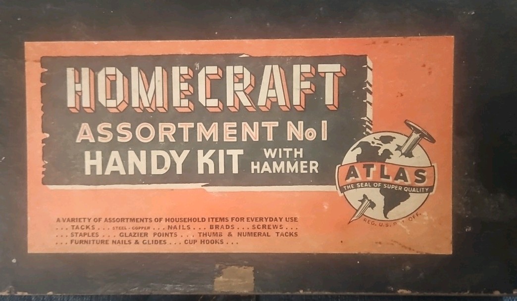 Vintage Barn Find. Atlas Homecraft Handy Kit W/ Hammer. 100% Complete.