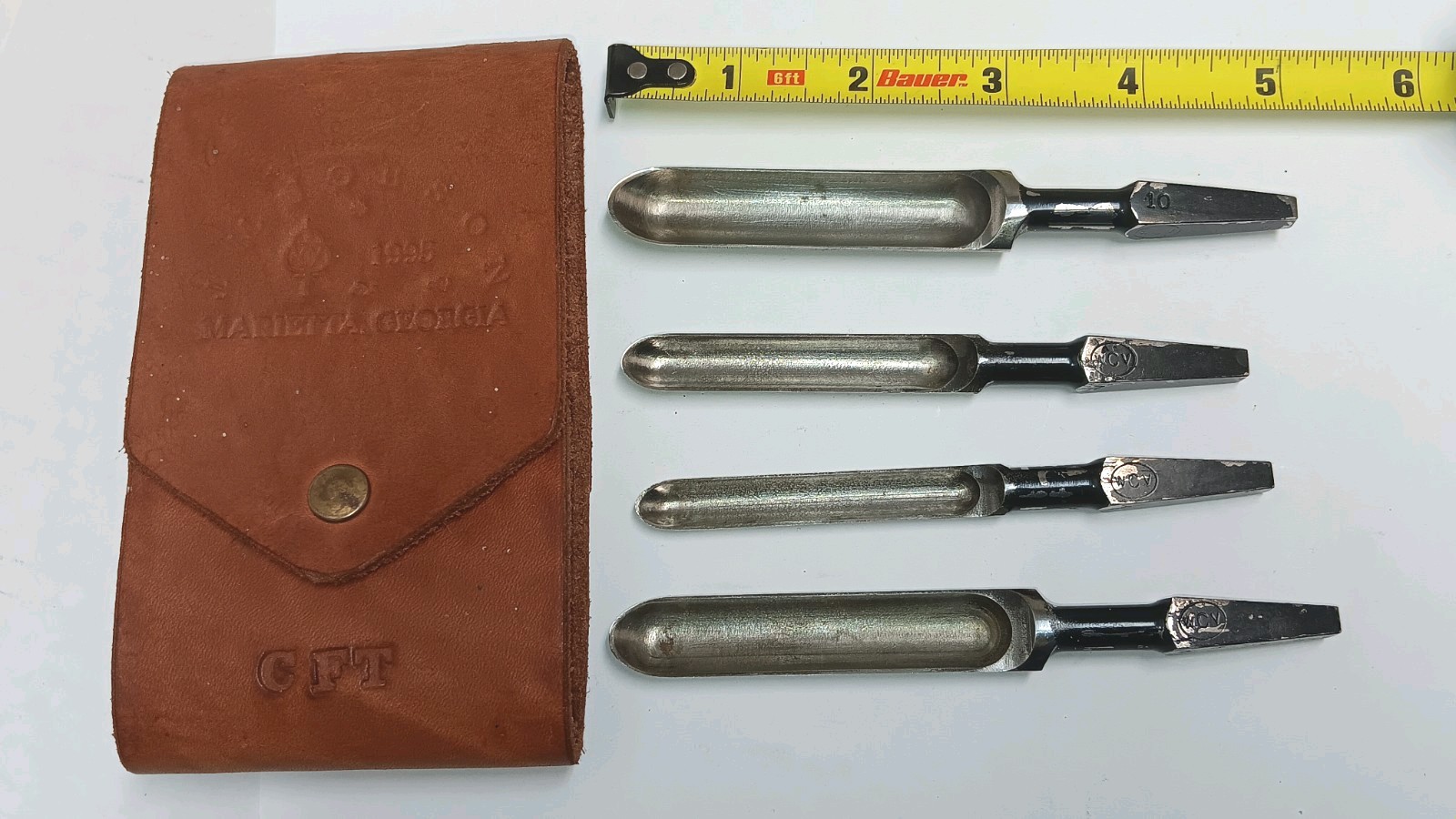 Vintage WCV Spoon Drill 4-Piece in JM Jobson 1995 Marrieta Georgia Leather Pouch