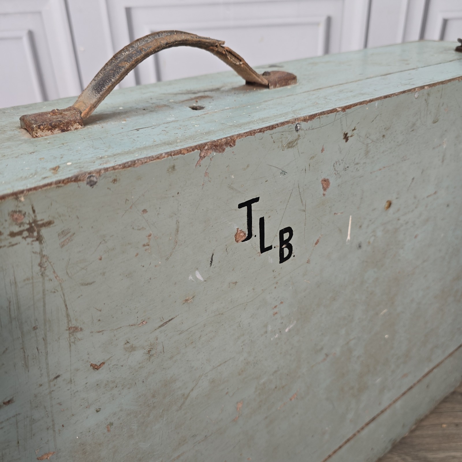 Vintage Industrial Wooden Toolbox Carpenters Tool Chest Carry Case Storage Box