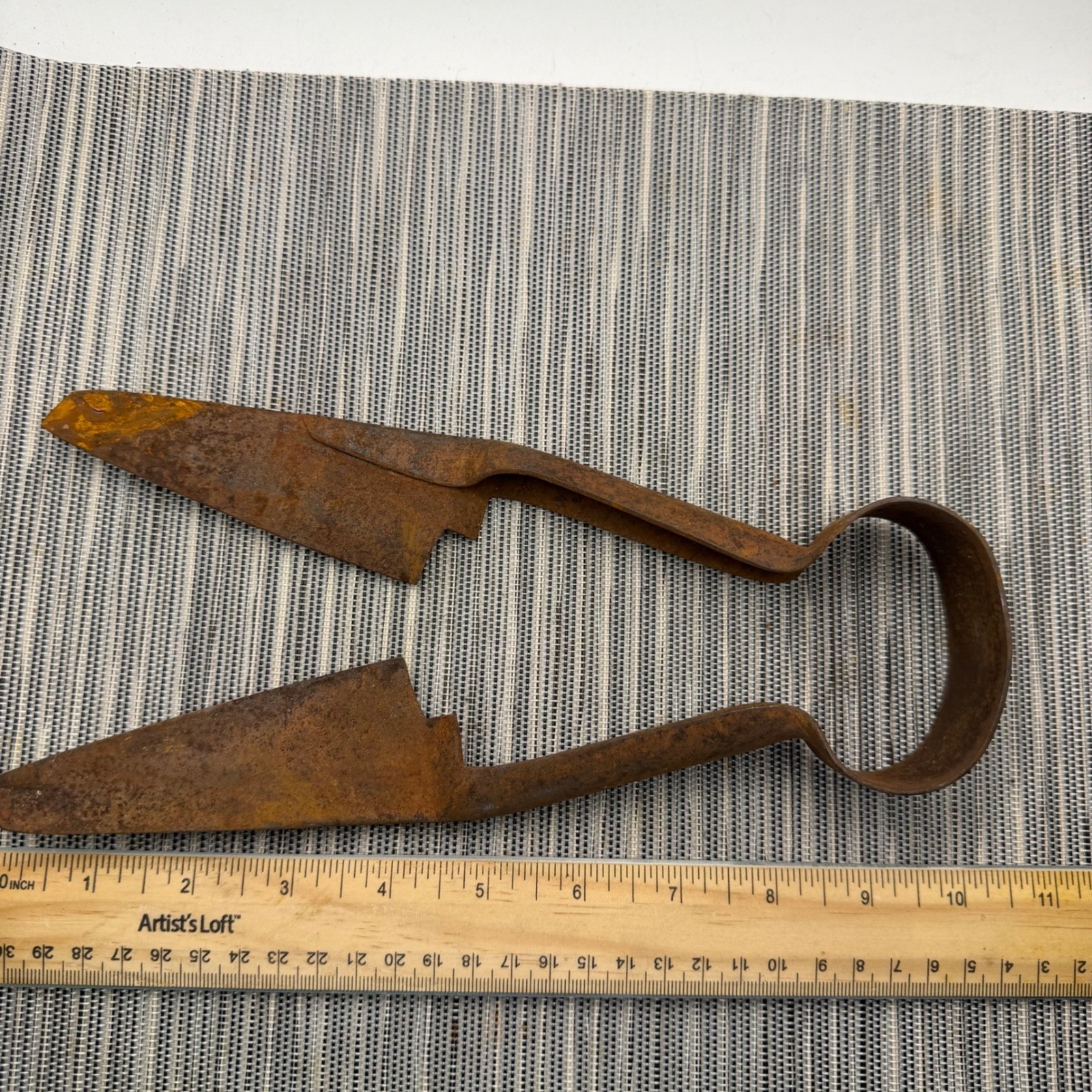 Antique Primitive Iron Sheep Shears Hand Forged Rustic Farmhouse Tool 10.5 inch