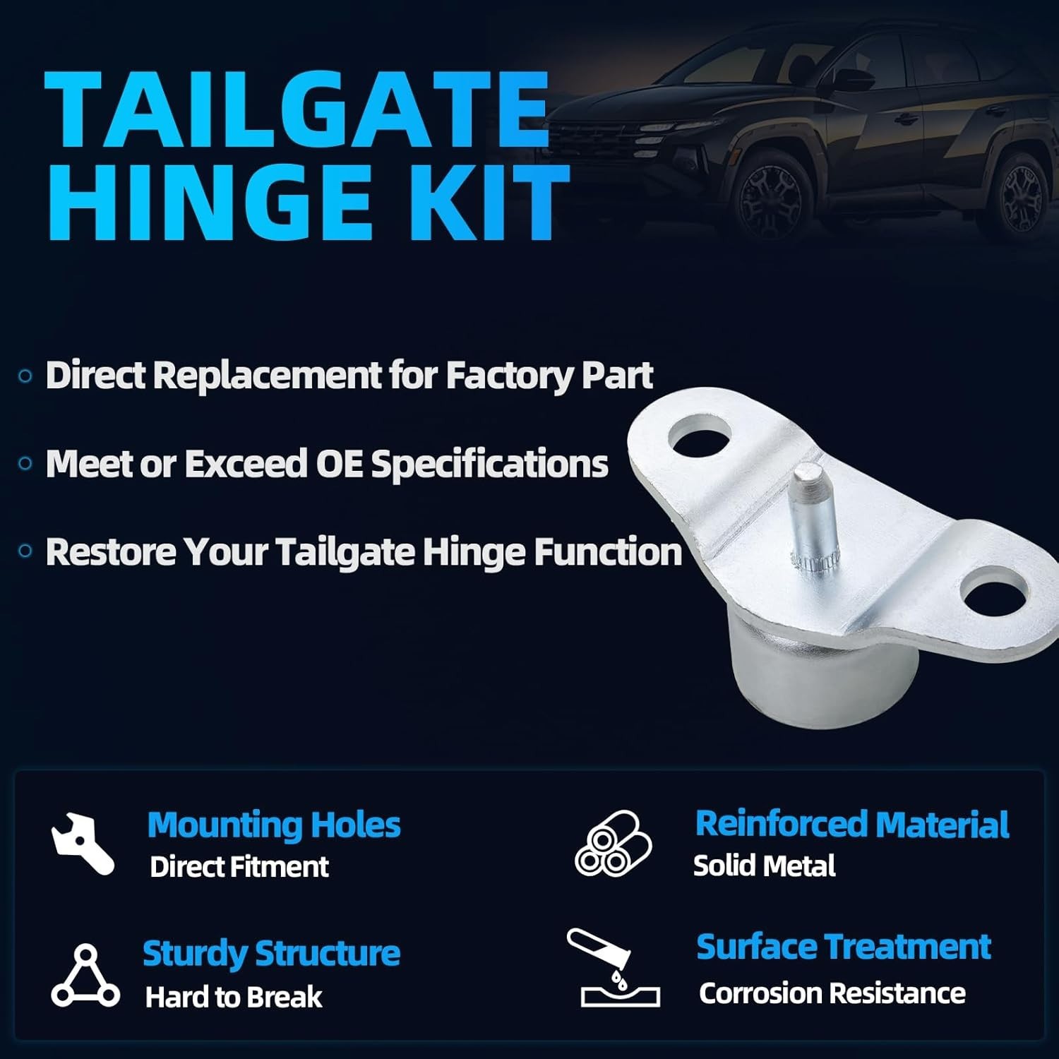 Tailgate Hinge Kit Compatible With 1988-2000 Chevy GMC C1500 K1500 K2500 K3500