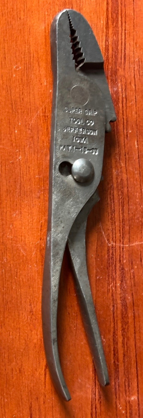 SUPER GRIP TOOL CO JEFFERSON IOWA Patent Jan 16, 1933 Geared Pliers Excellent
