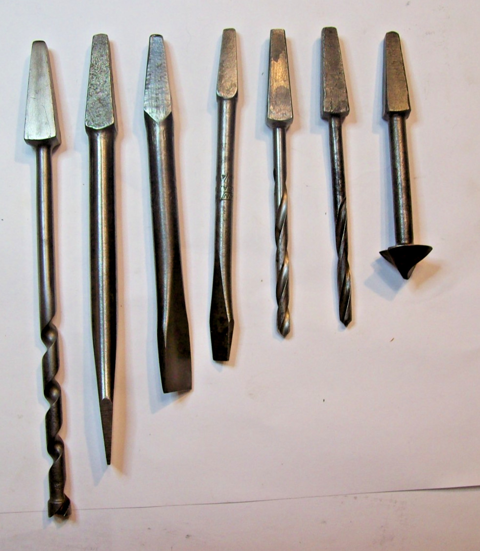 7 vtg. screwdriver & drill bits for bit brace, Greenlee, Stanley, Irwin, Brooks