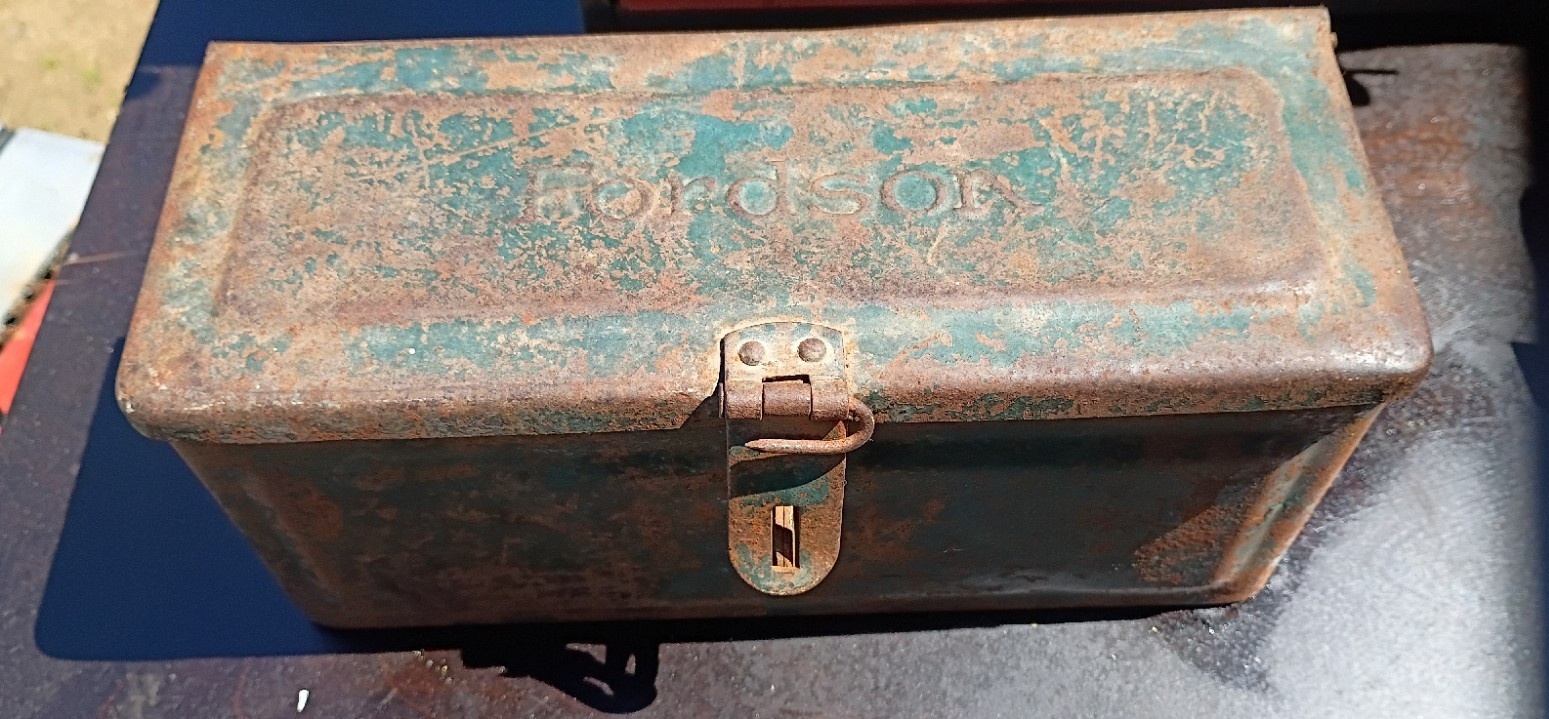 Vintage Original Embossed Fordson Tractor Steel Tool Box Latch Farmhouse Decor
