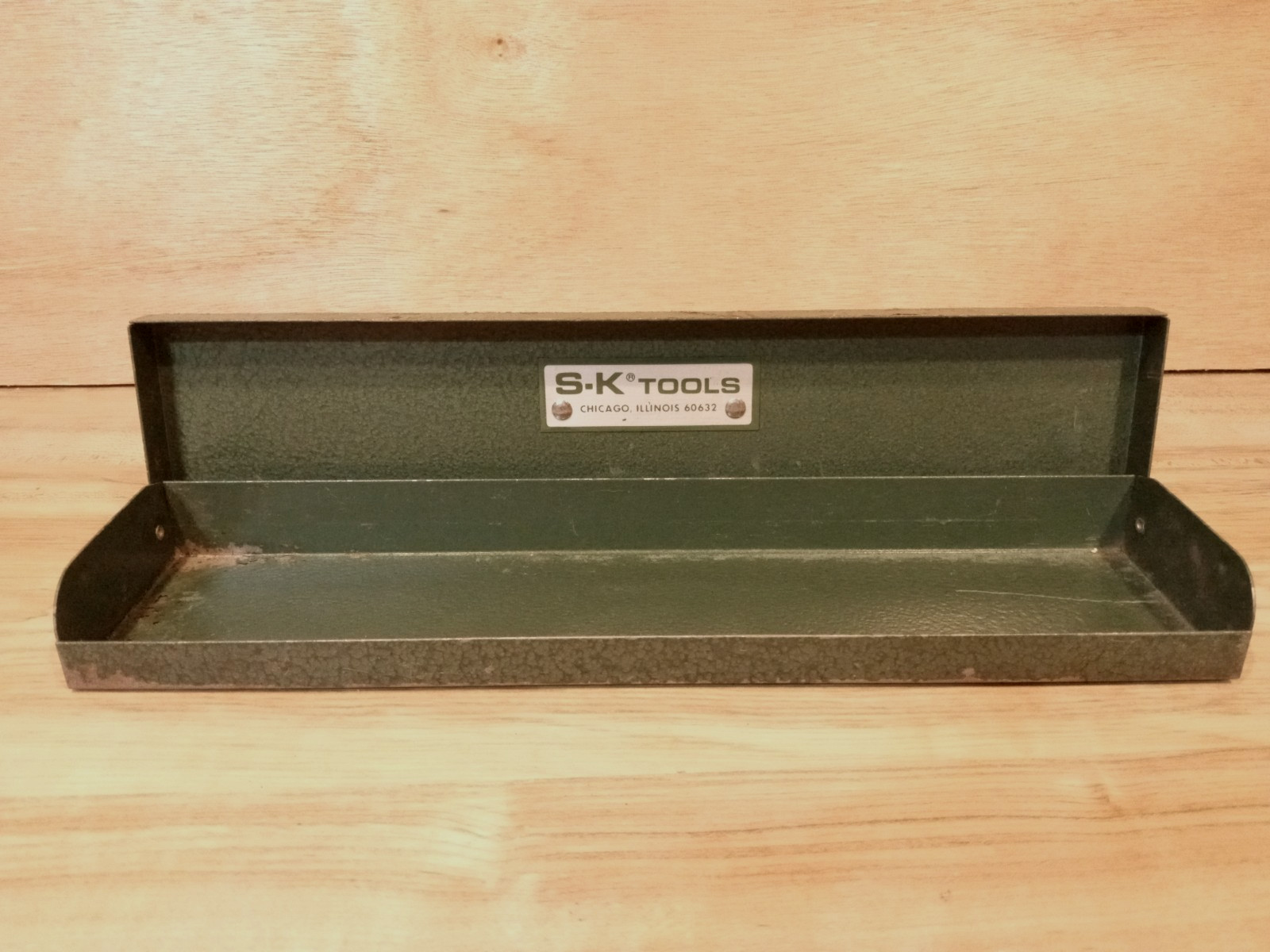 VINTAGE SK S-K TOOLS GREEN METAL TOOL BOX FOR SOCKET SET 10-1/2” X 2-1/2” X 1″