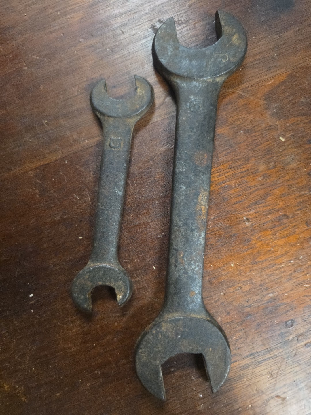 Pair Vintage Vlchek Double Open End Wrenches Sizes 19/32” & 1/2” 7/8″ & 3/4″