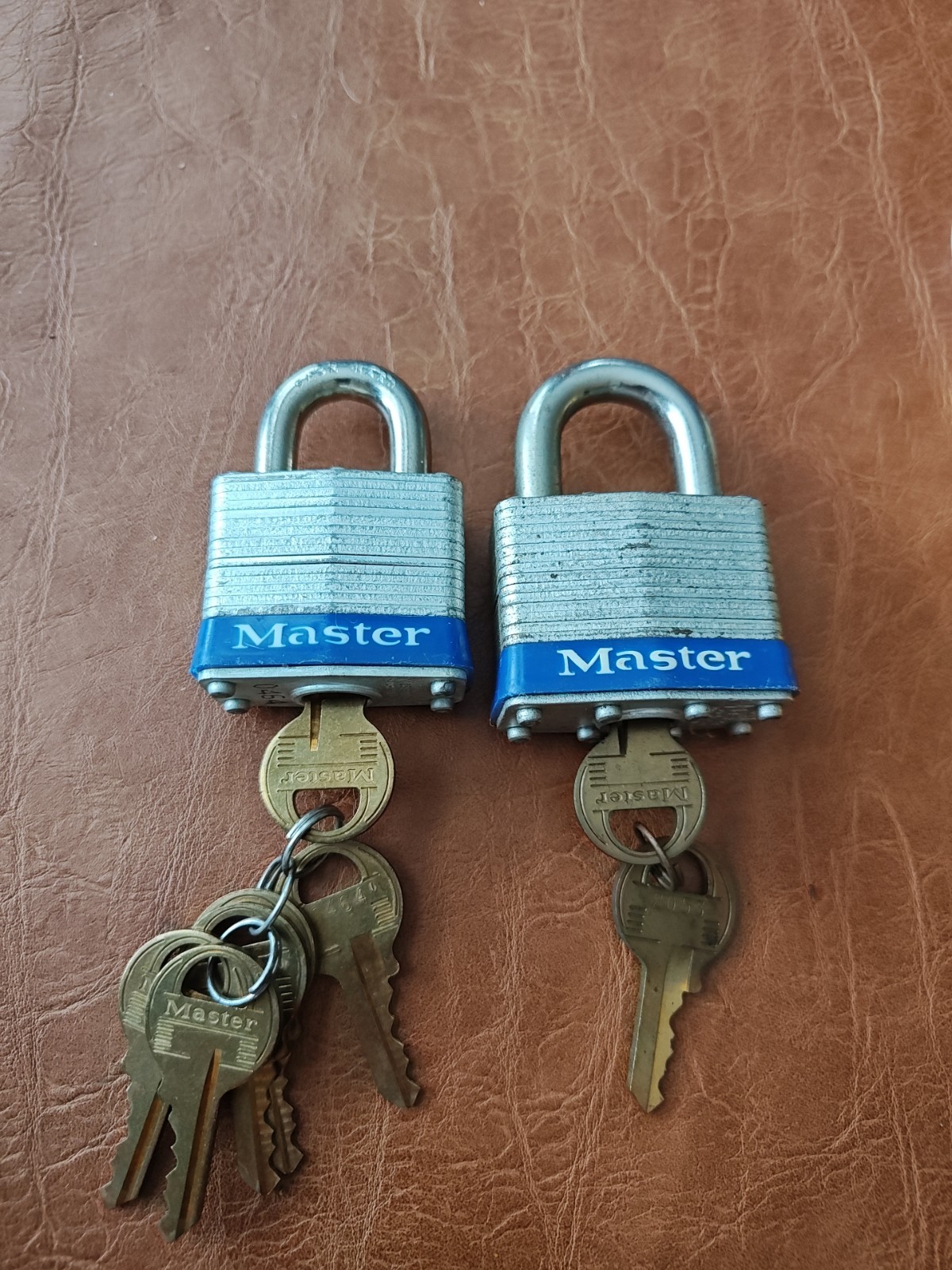 2x Vintage Master Lock No. 1 &3 Laminated Steel Padlocks w/ Keys